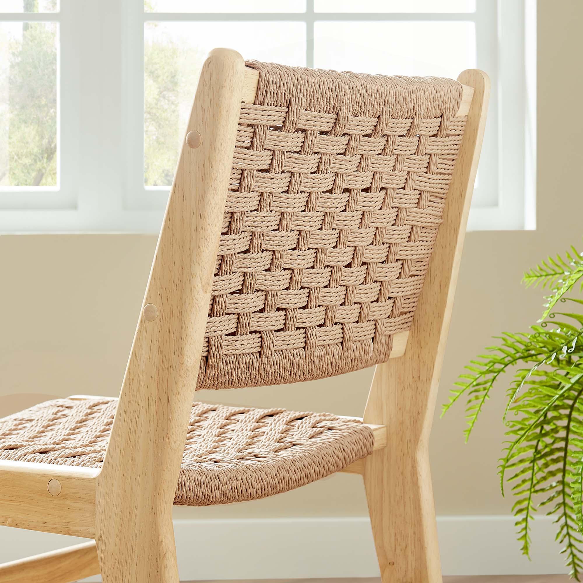 Saoirse Woven Rope Wood Dining Side Chair Set of 2