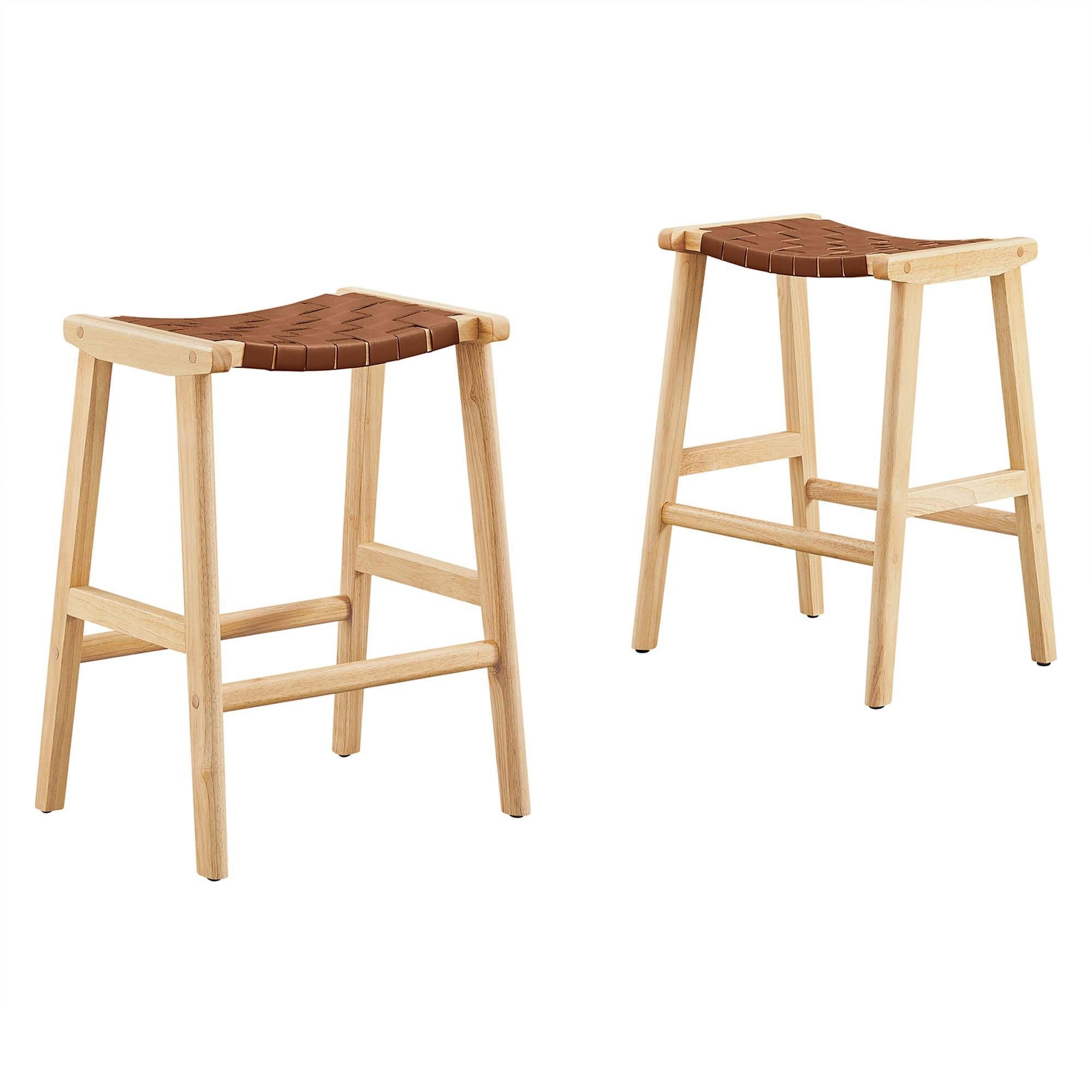 Saoirse Faux Leather Wood Counter Stool Set of 2