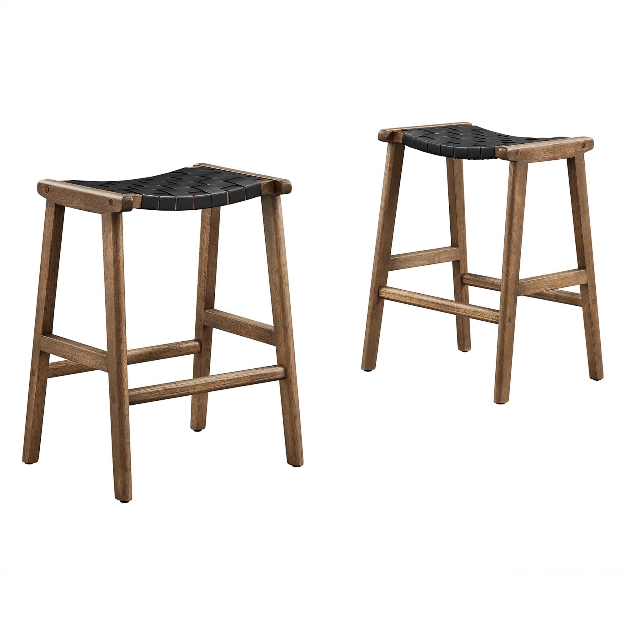 Saoirse Faux Leather Wood Counter Stool Set of 2