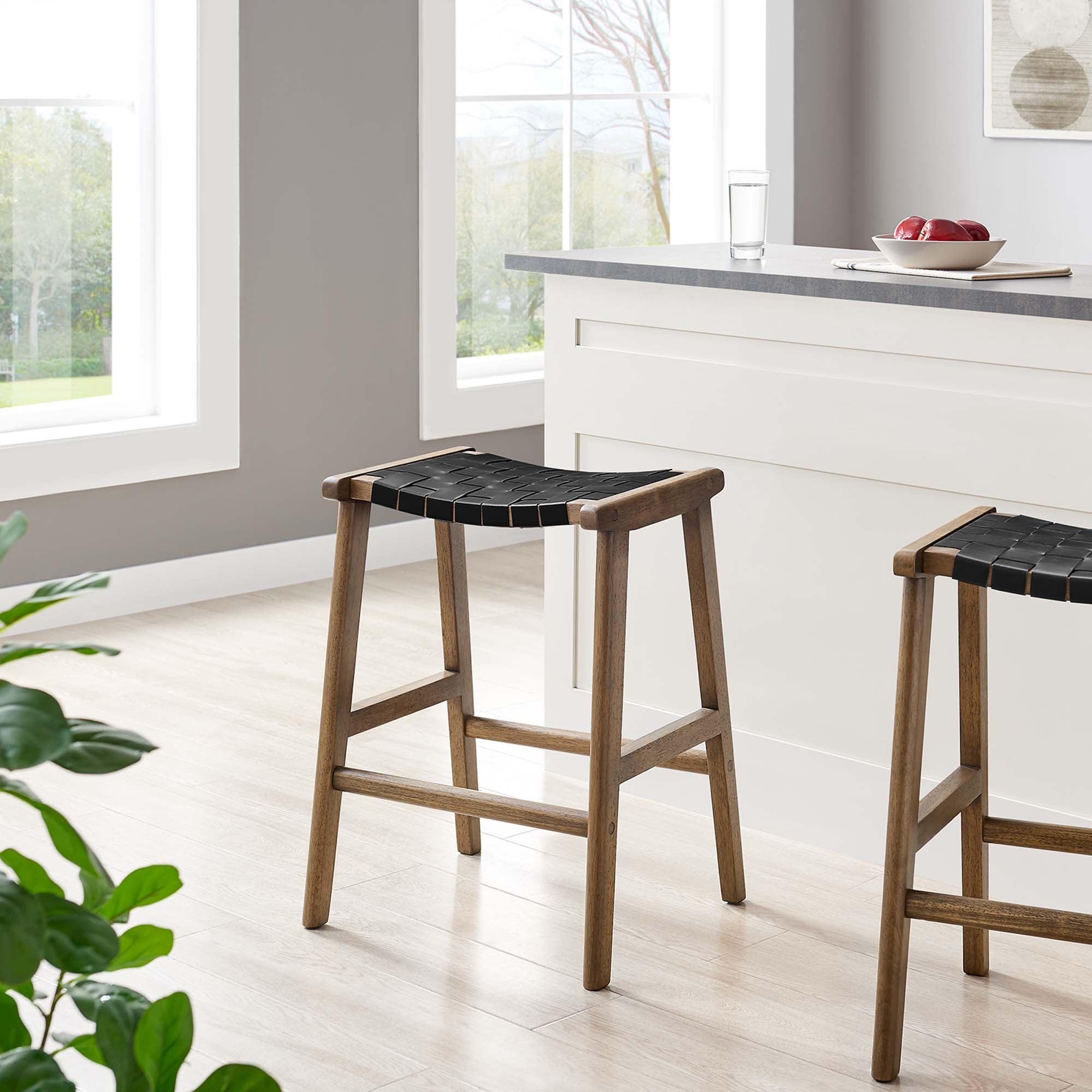 Saoirse Faux Leather Wood Counter Stool Set of 2