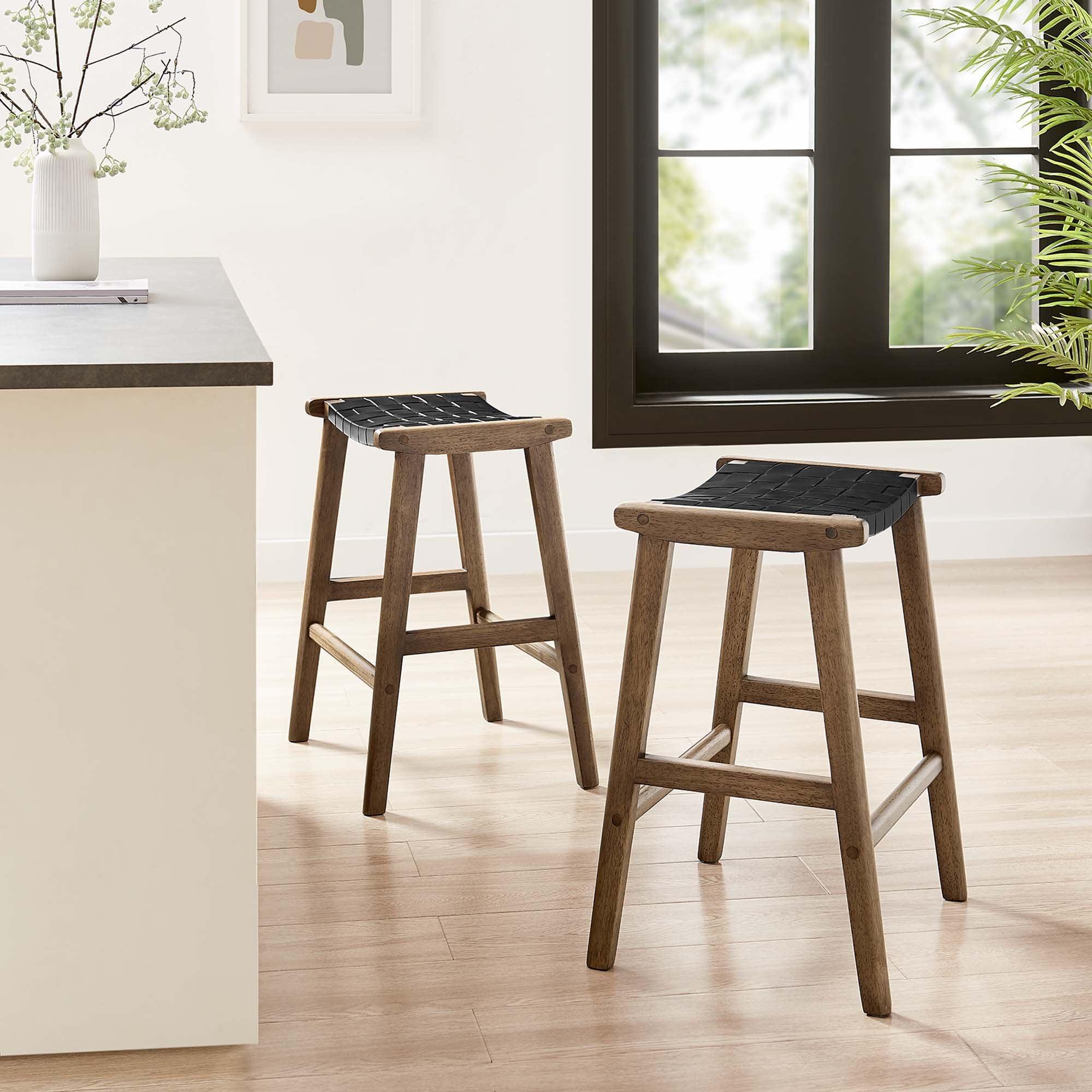 Saoirse Faux Leather Wood Counter Stool Set of 2