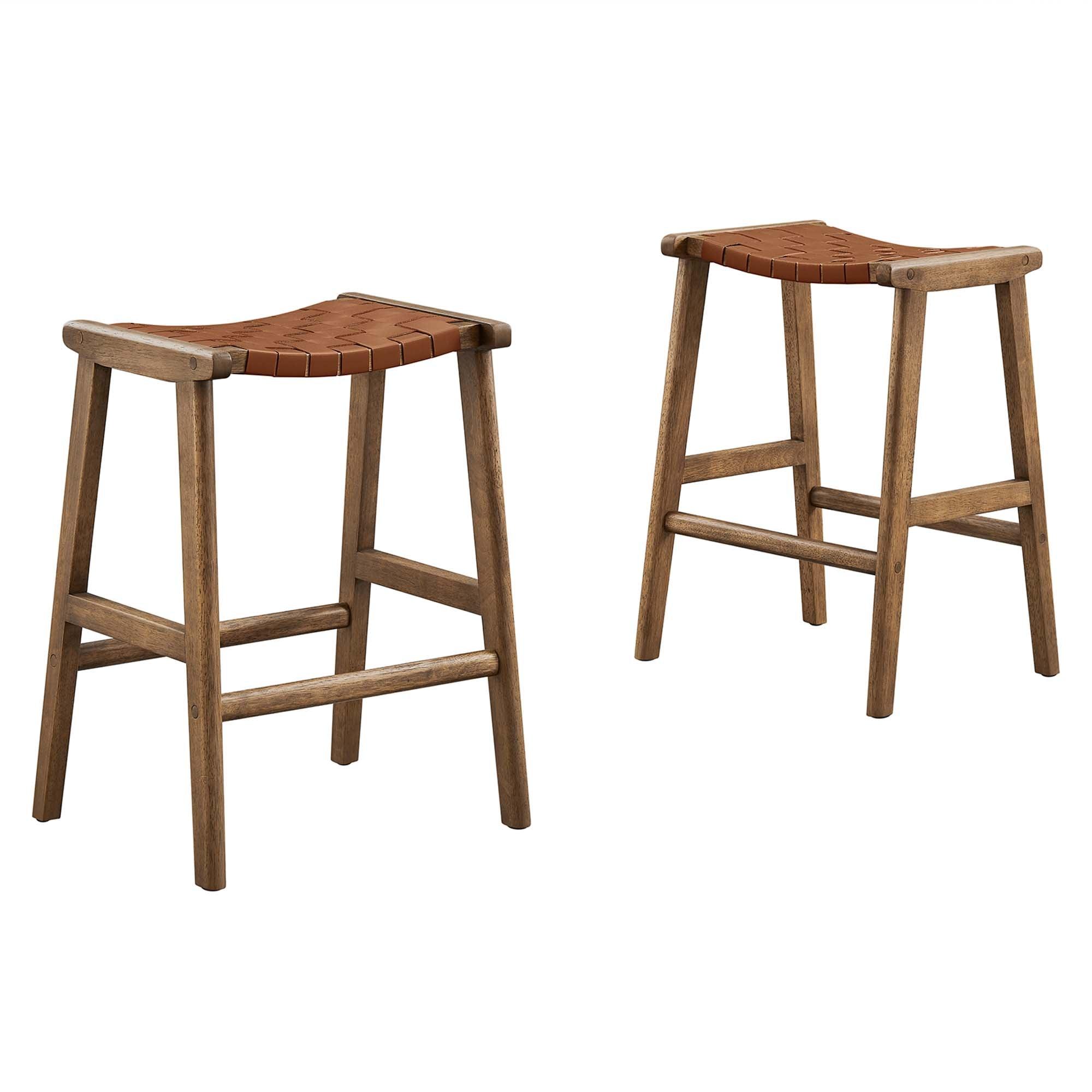 Saoirse Faux Leather Wood Counter Stool Set of 2