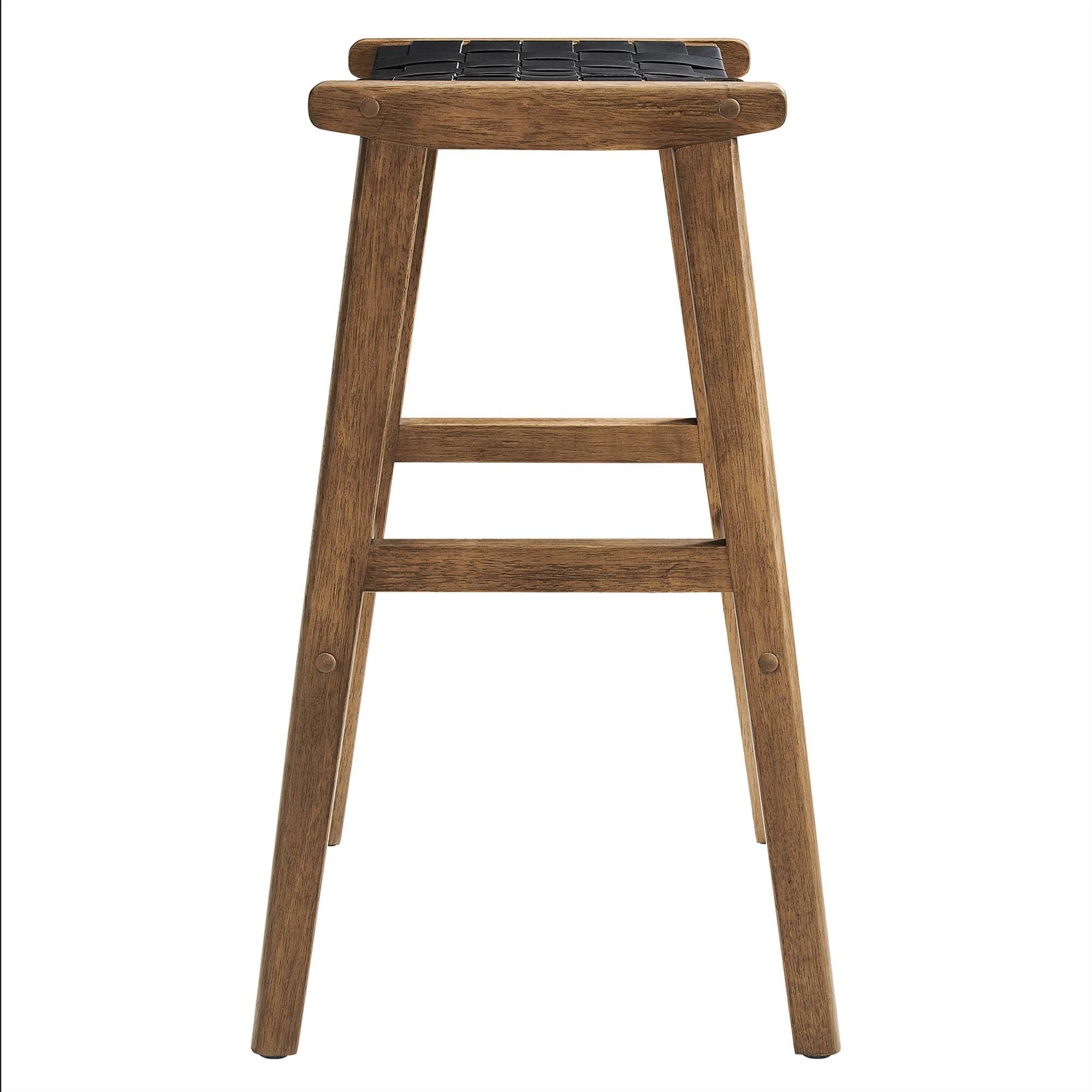 Saoirse Leather Wood Bar Stool Set of 2