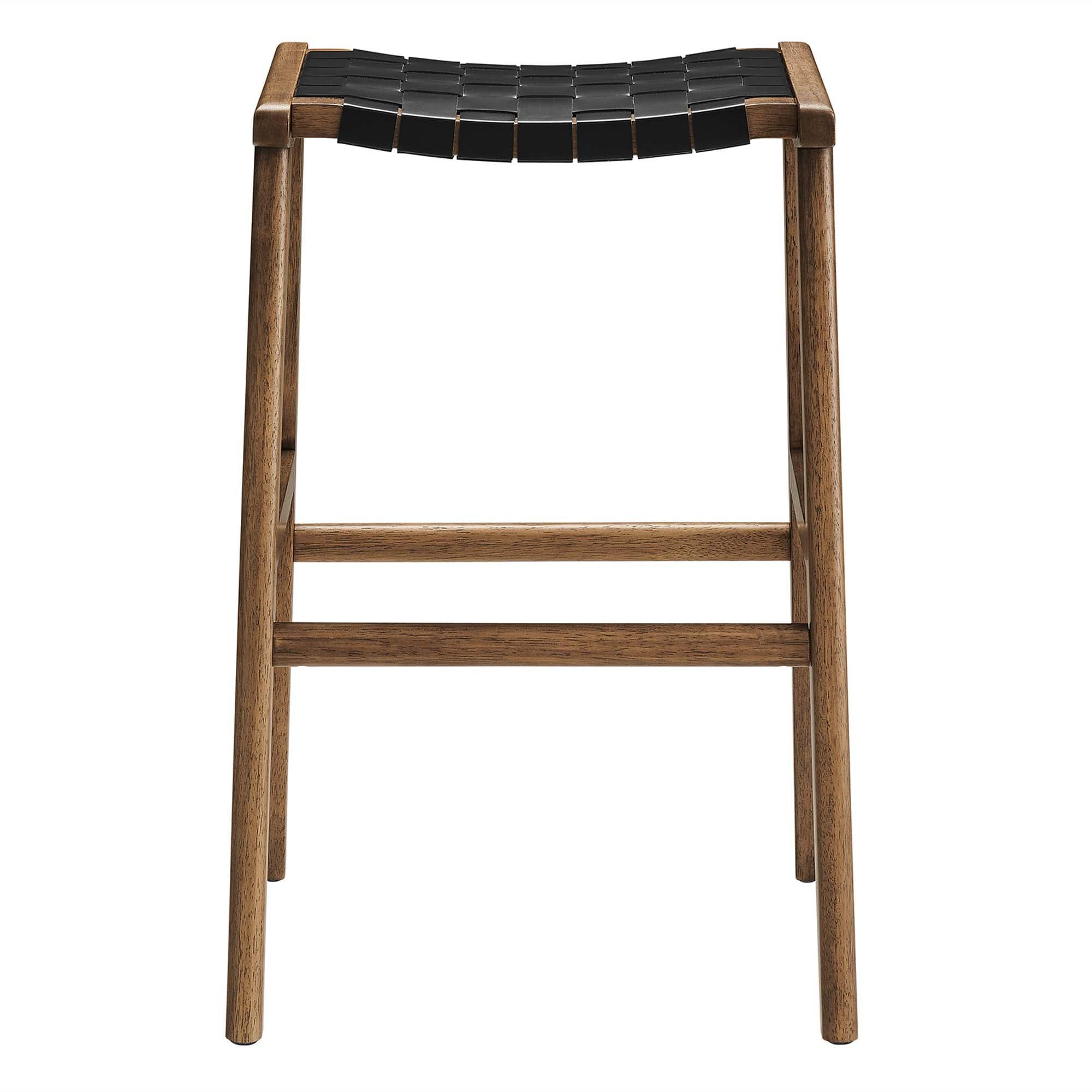 Saoirse Leather Wood Bar Stool Set of 2