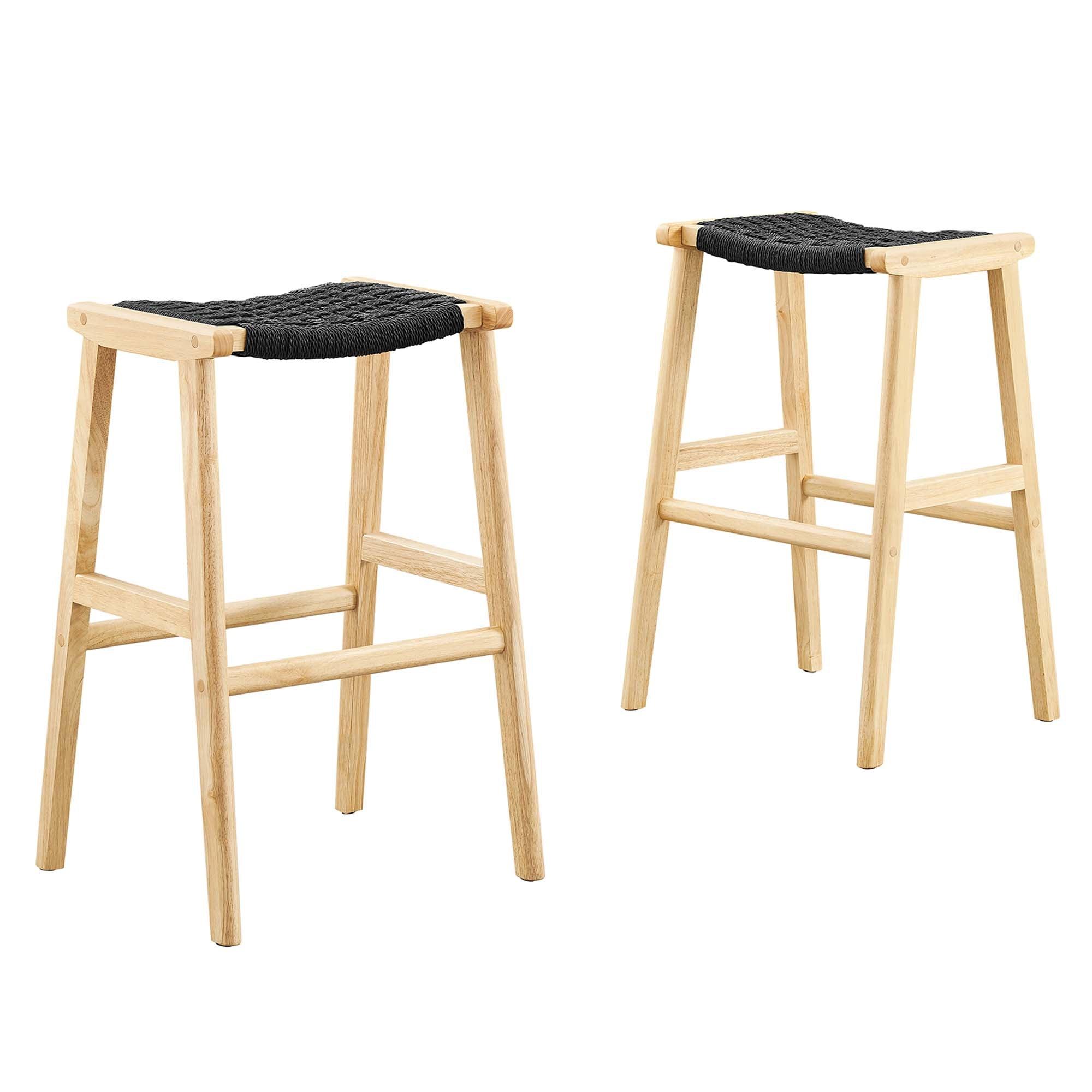 Saoirse Woven Rope Wood Bar Stool Set of 2