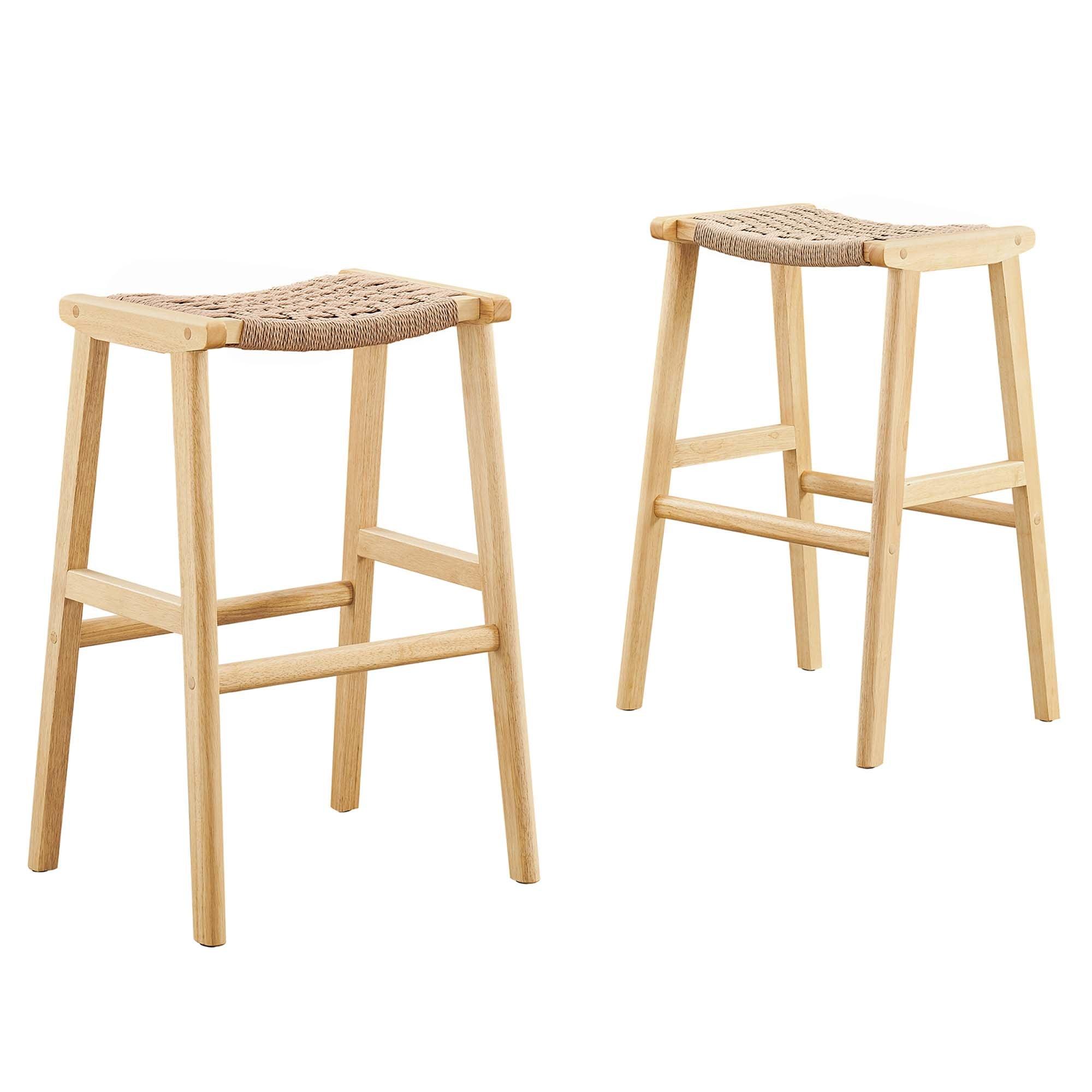 Saoirse Woven Rope Wood Bar Stool Set of 2