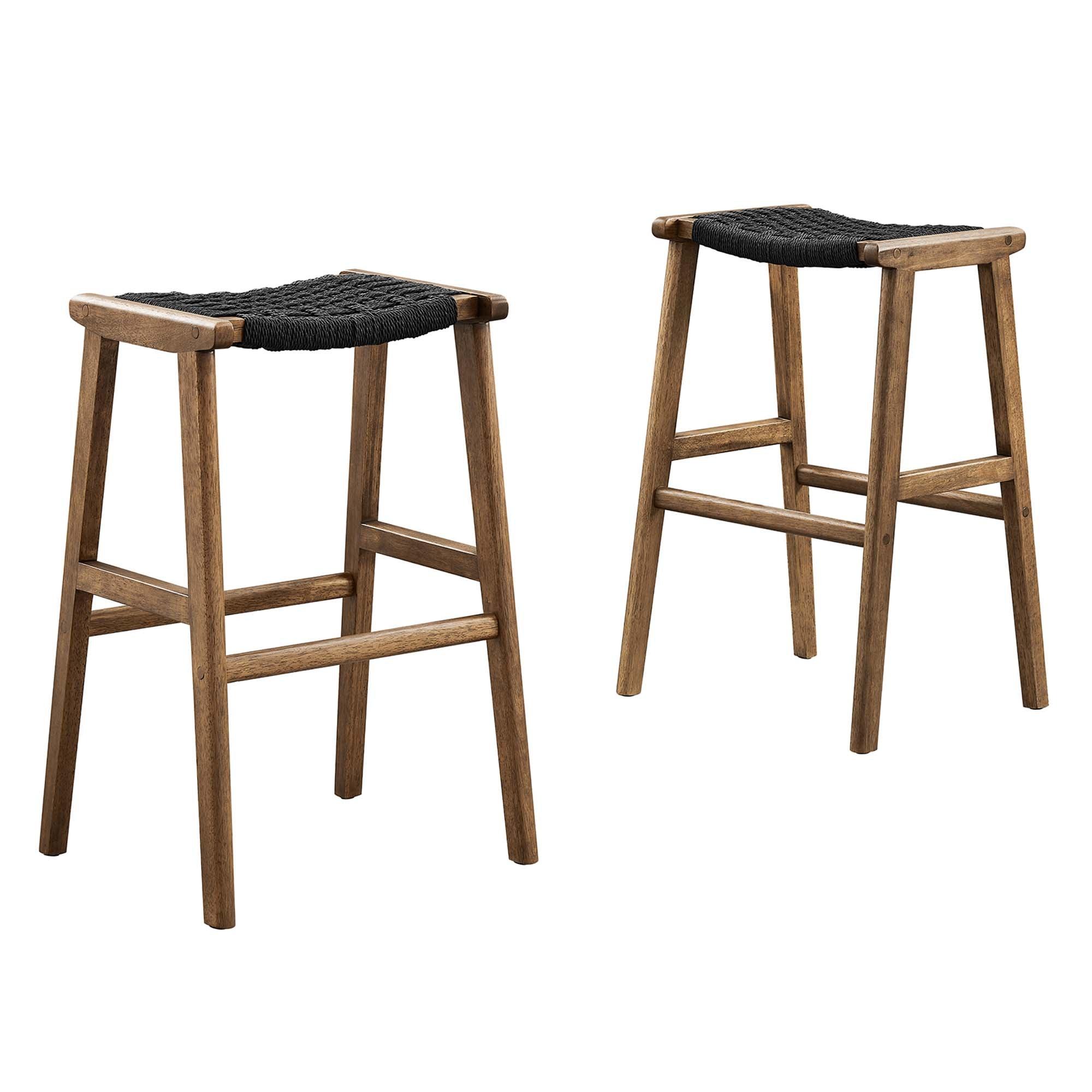 Saoirse Woven Rope Wood Bar Stool Set of 2