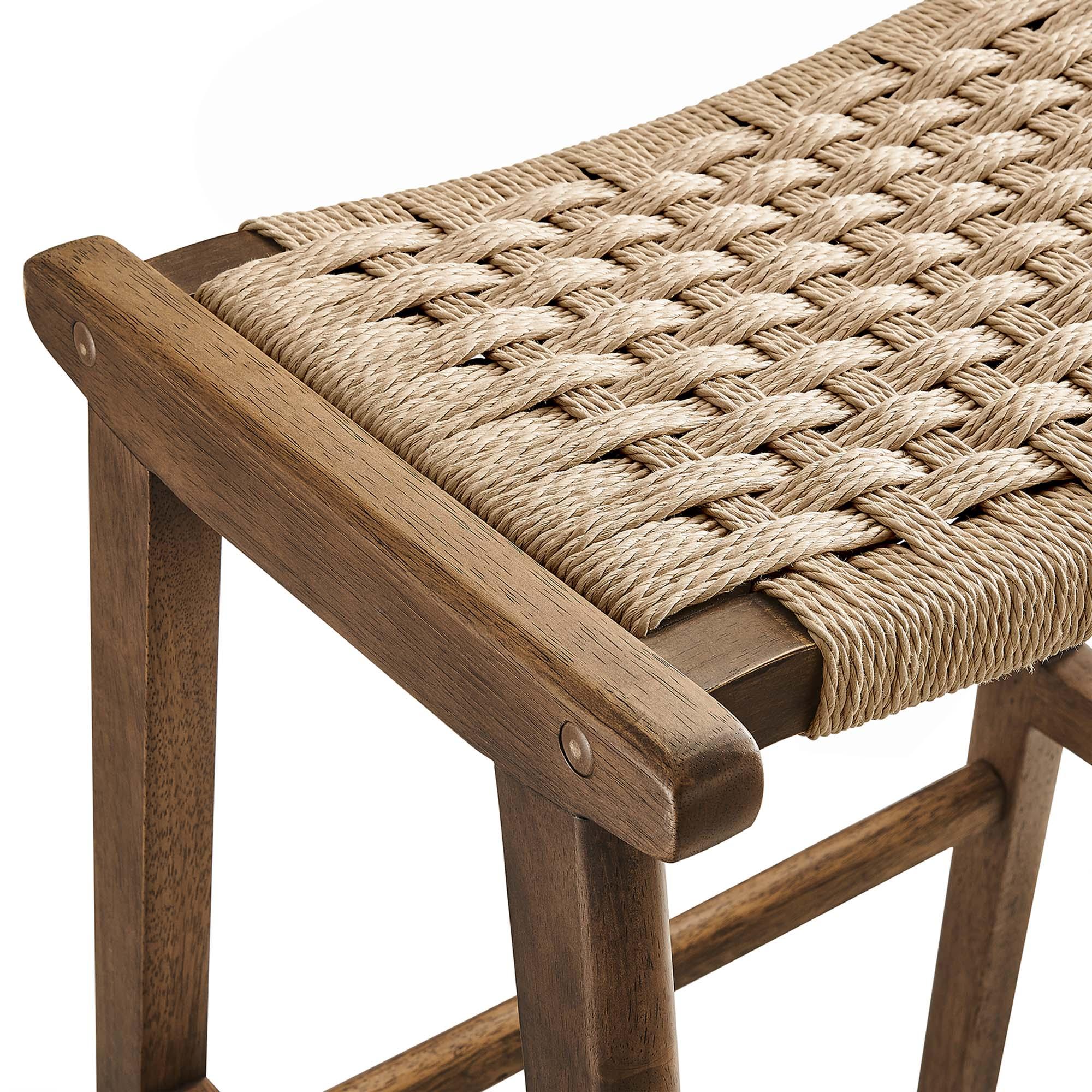 Saoirse Woven Rope Wood Bar Stool Set of 2