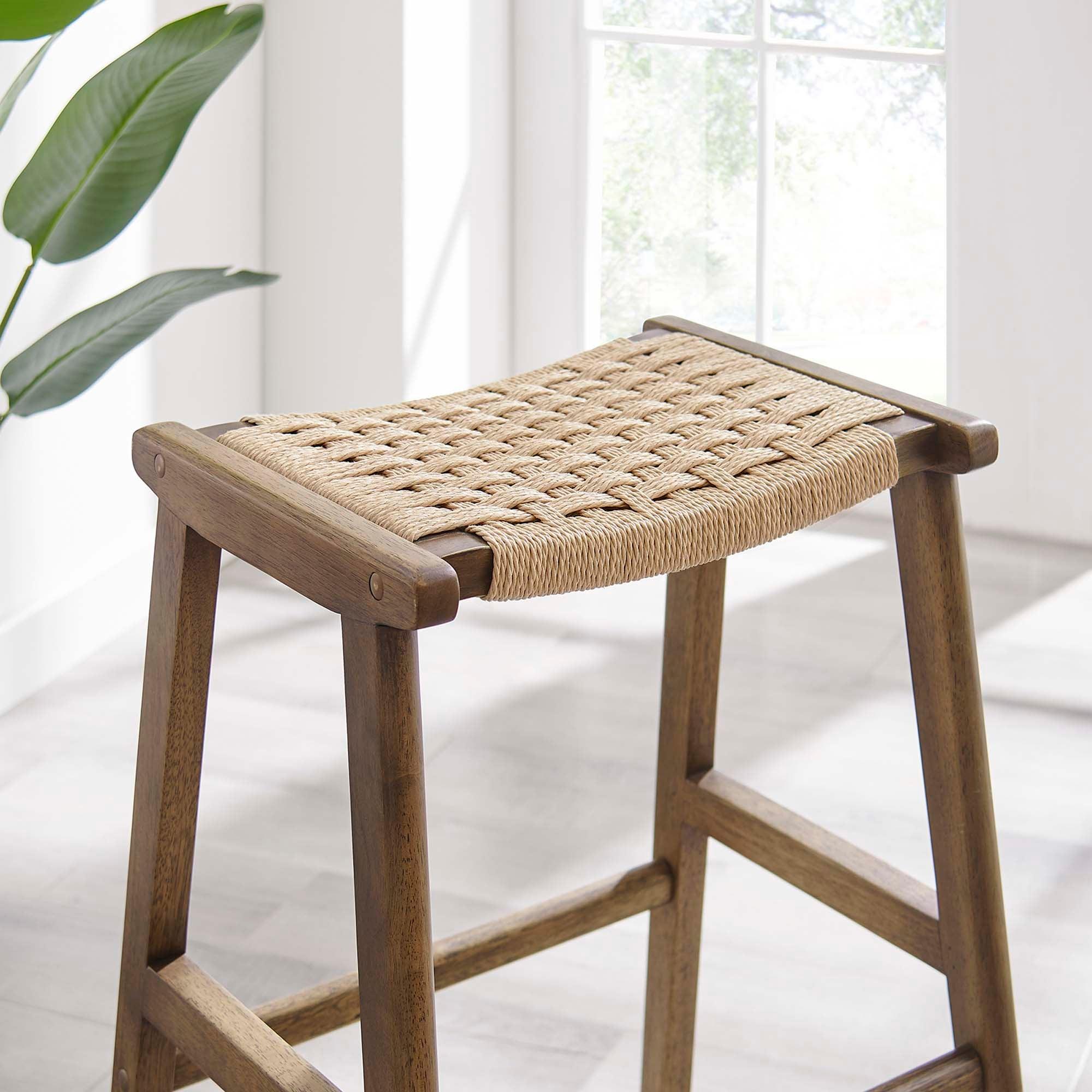 Saoirse Woven Rope Wood Bar Stool Set of 2