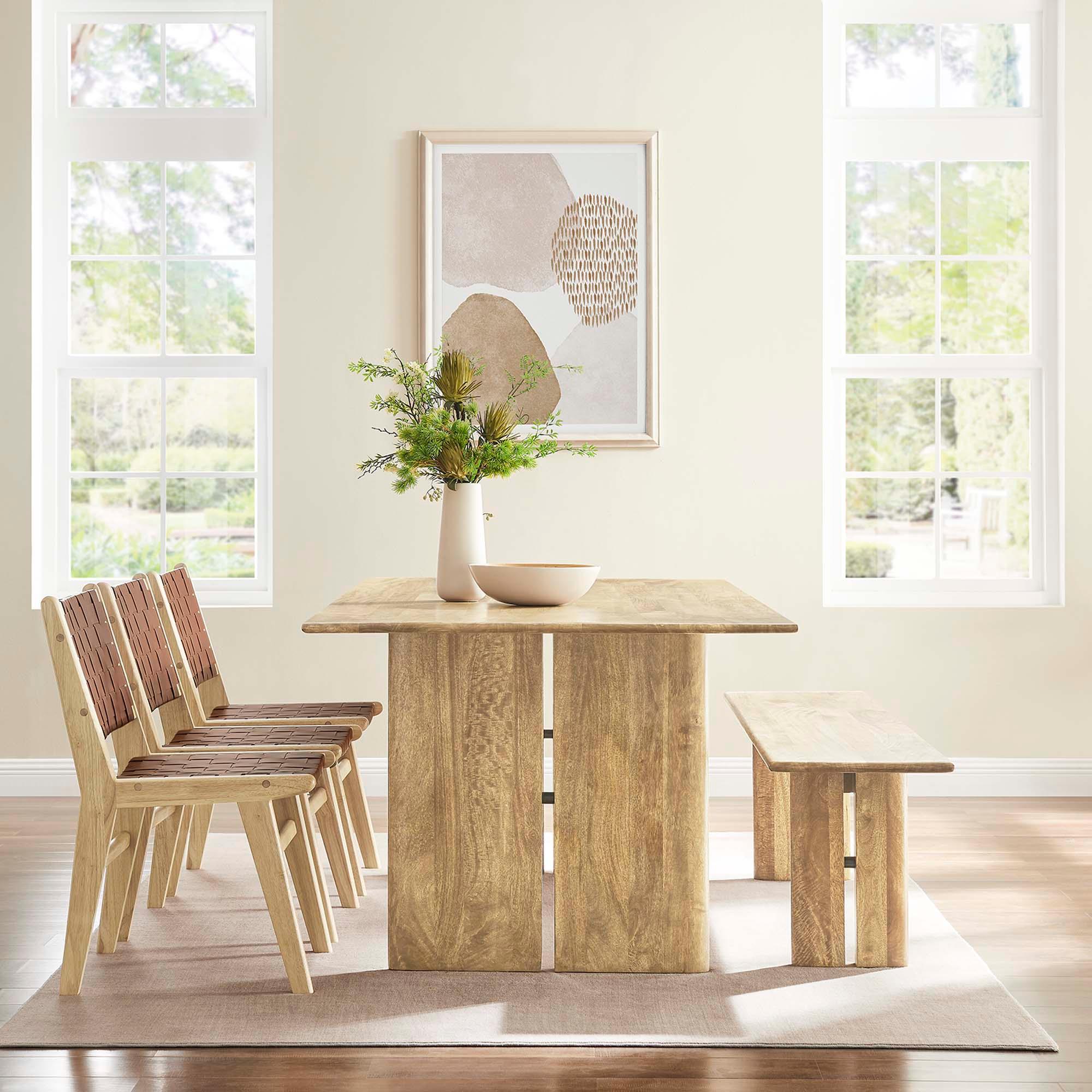 Amistad 86" Wood Dining Table and Bench Set