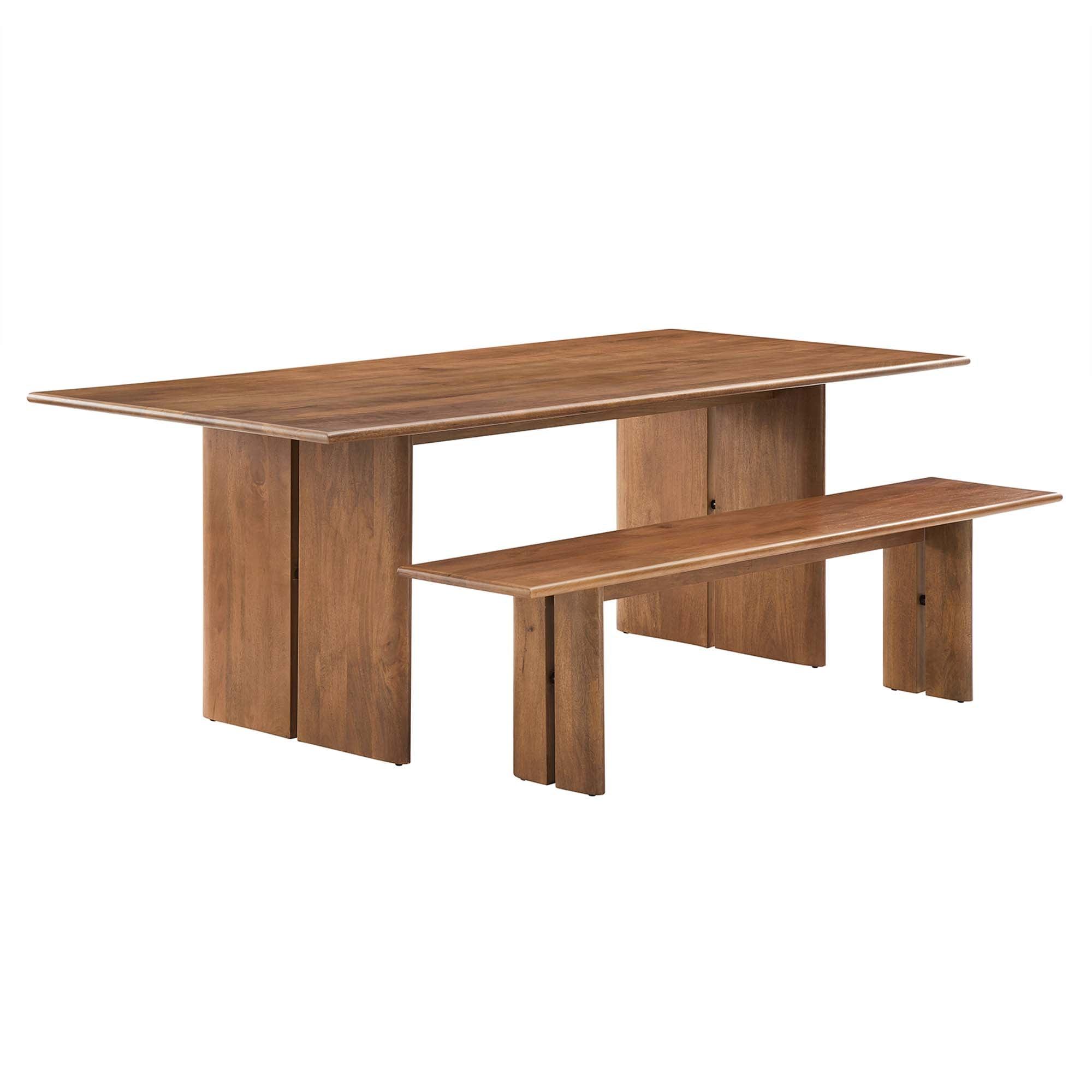 Amistad 86" Wood Dining Table and Bench Set