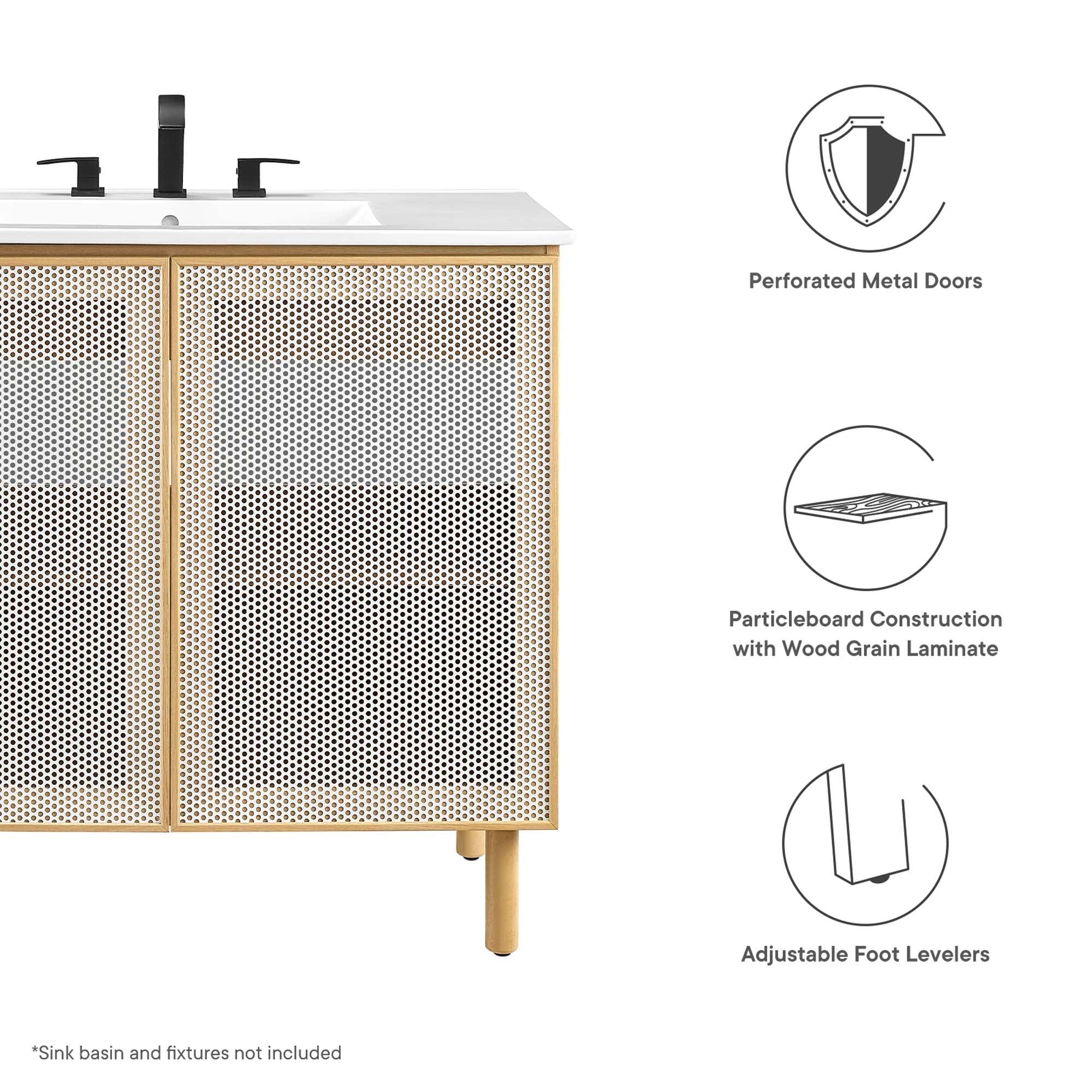 Calla 36" Perforated Metal Bathroom Vanity Cabinet (Sink Basin Not Included)