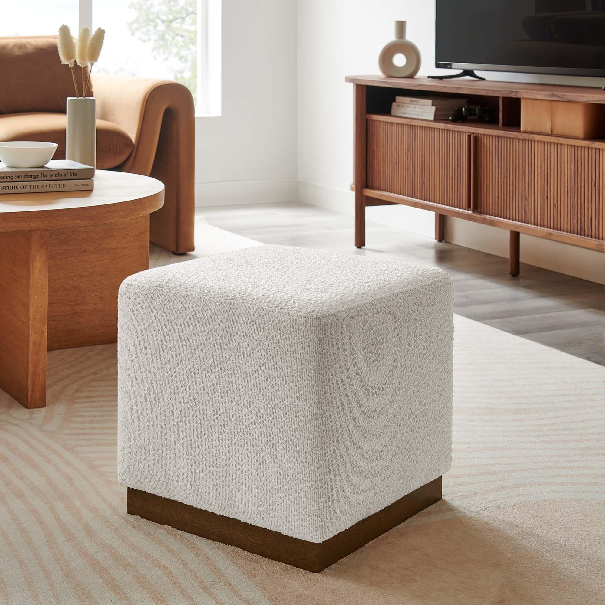 Tilden 17" Square Boucle Upholstered Ottoman