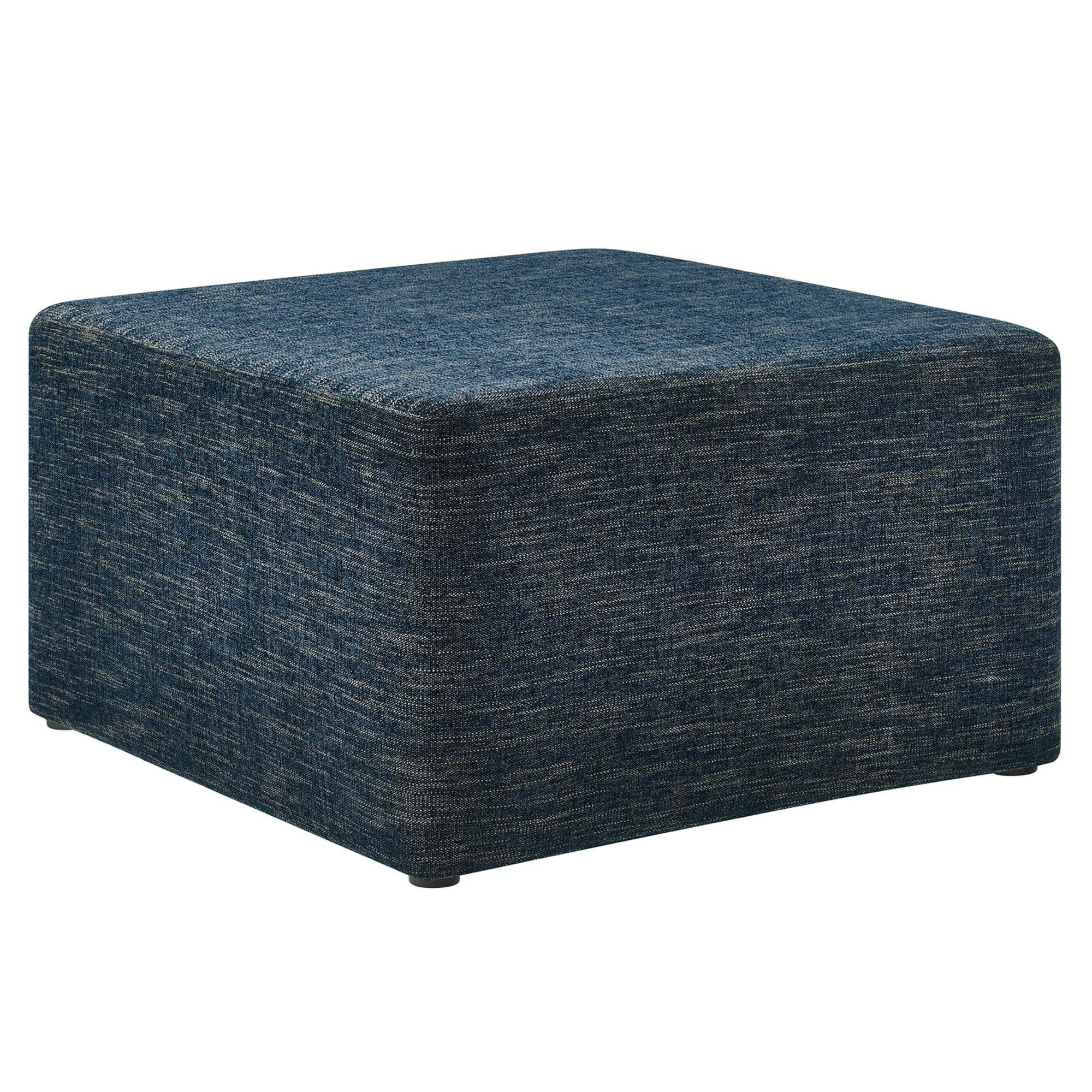 Callum Large 28" Square Woven Heathered Fabric Upholstered Ottoman