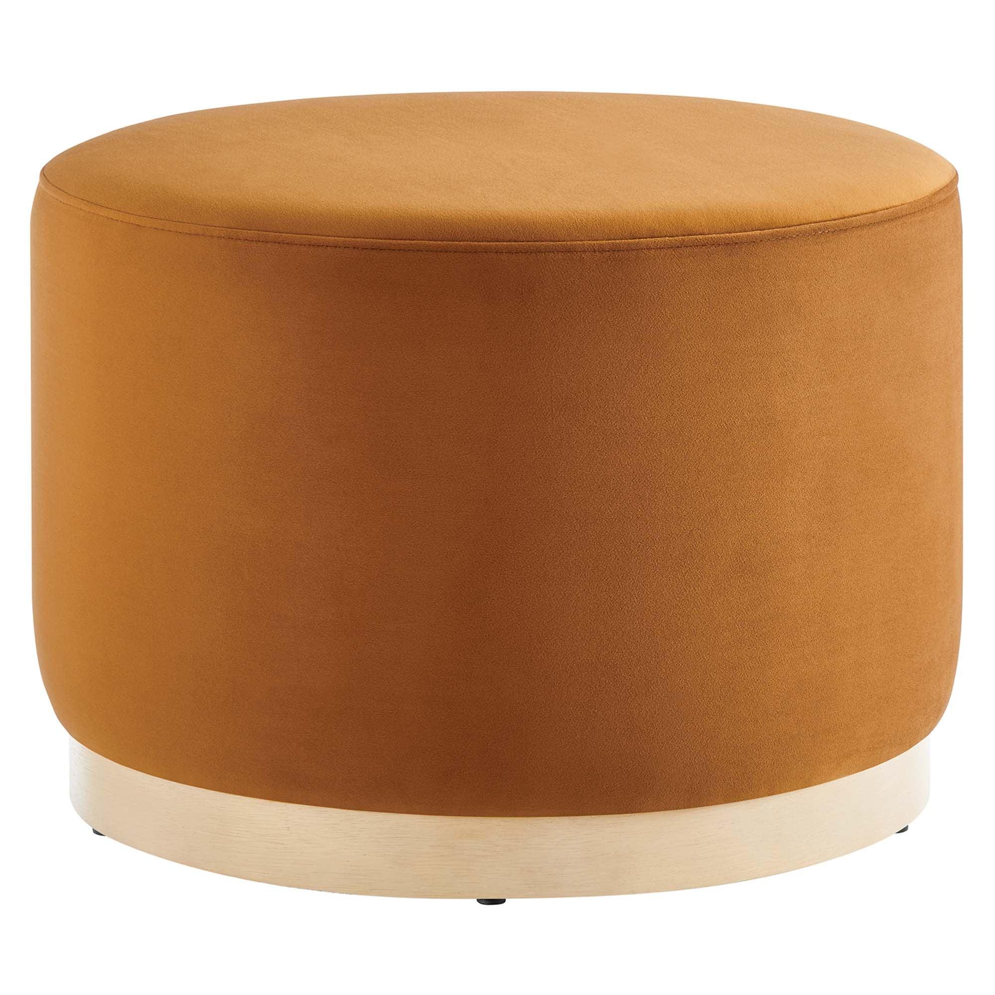 Tilden Large 23" Round Performance Velvet Upholstered Ottoman