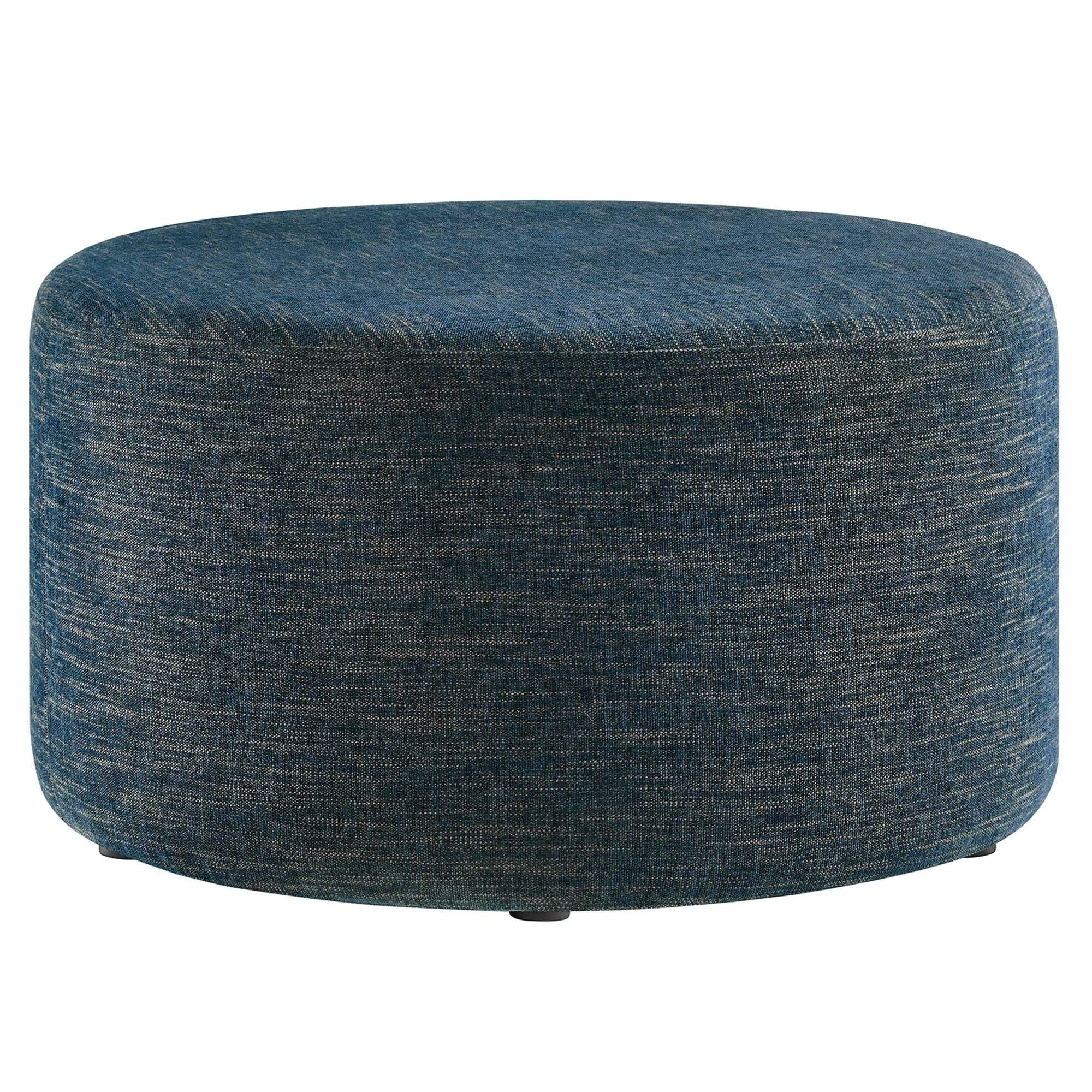 Callum Large 29" Round Woven Heathered Fabric Upholstered Ottoman