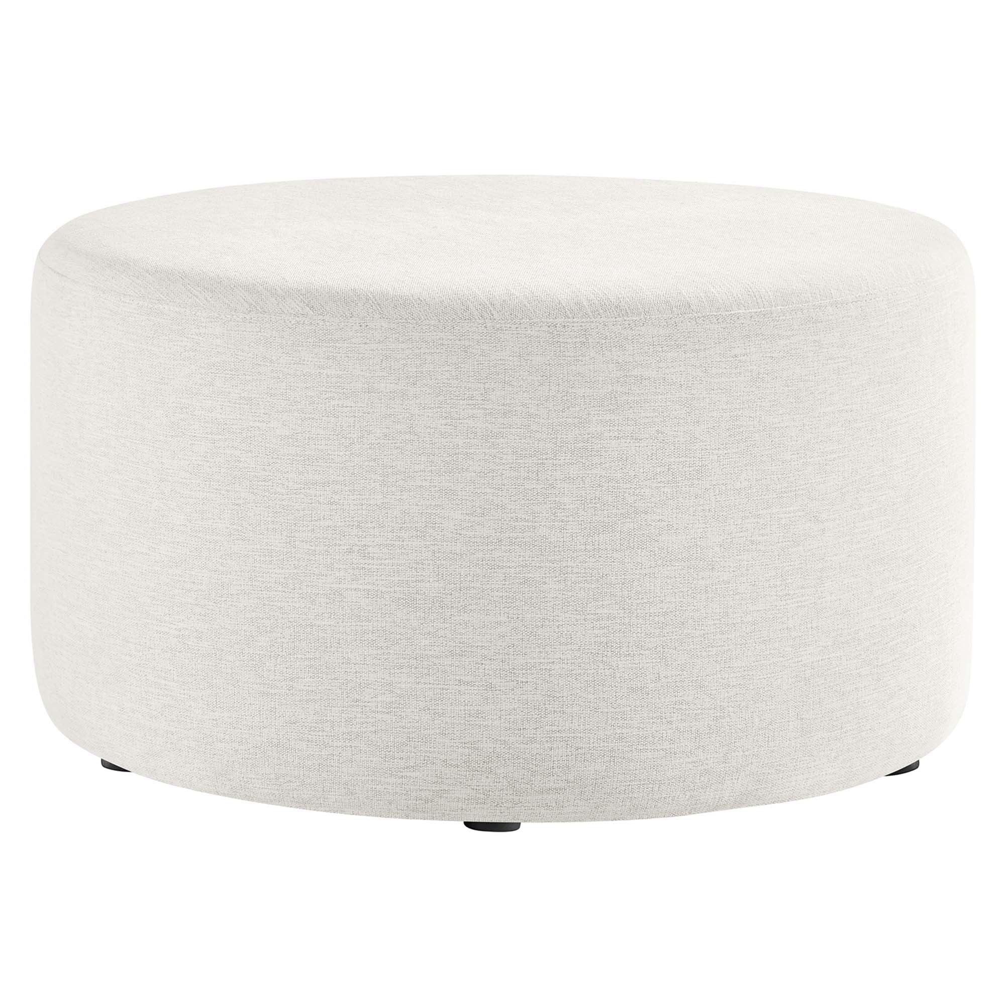 Callum Large 29" Round Woven Heathered Fabric Upholstered Ottoman