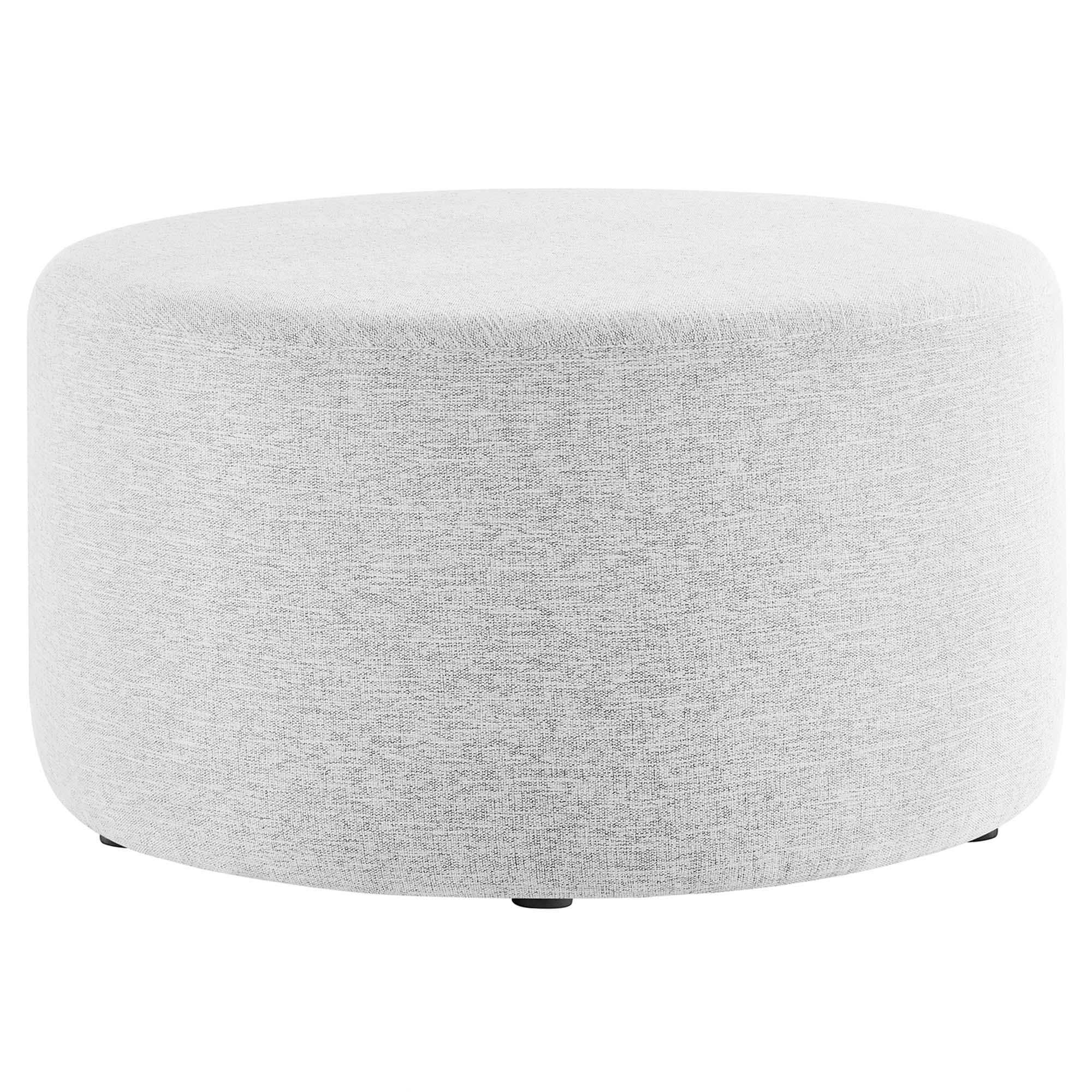 Callum Large 29" Round Woven Heathered Fabric Upholstered Ottoman