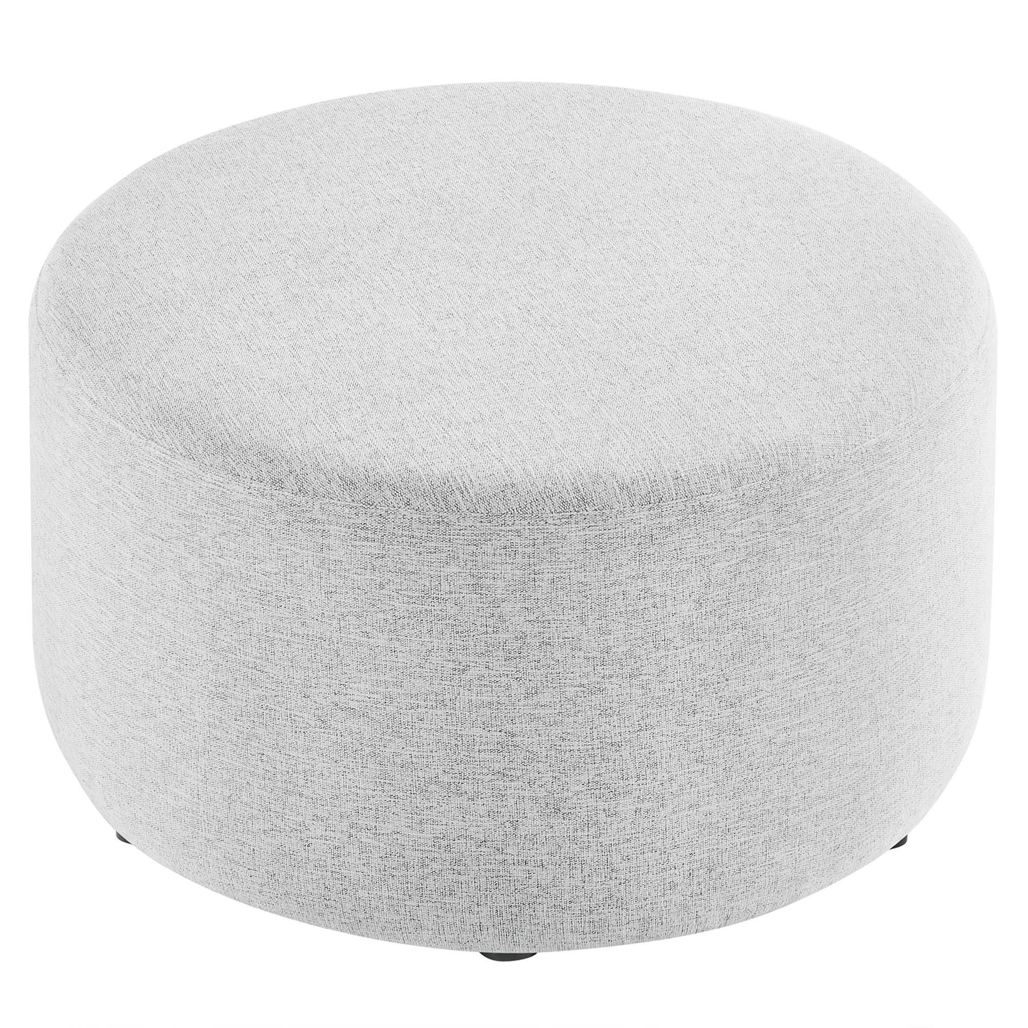 Callum Large 29" Round Woven Heathered Fabric Upholstered Ottoman