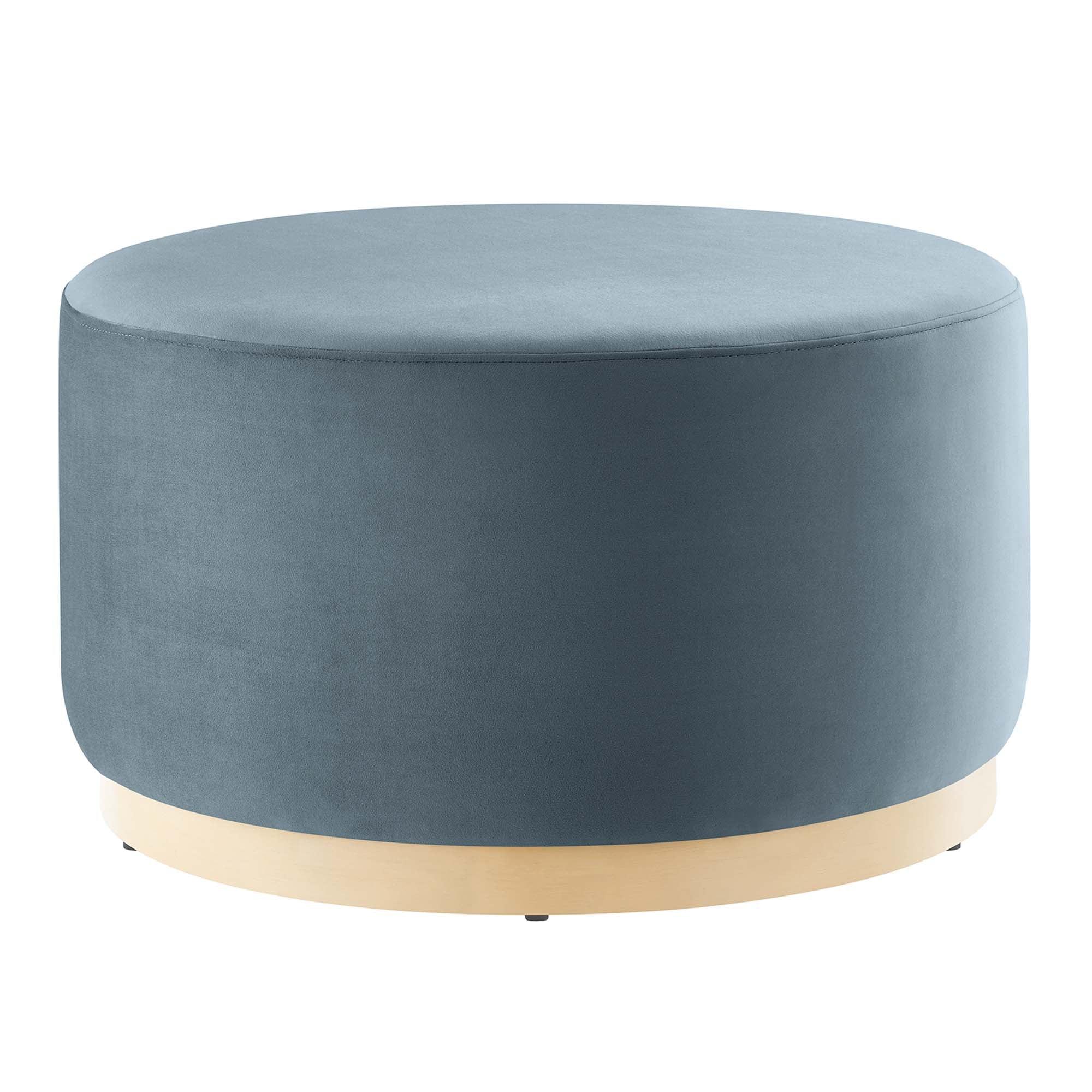 Tilden Large 29" Round Performance Velvet Upholstered Ottoman