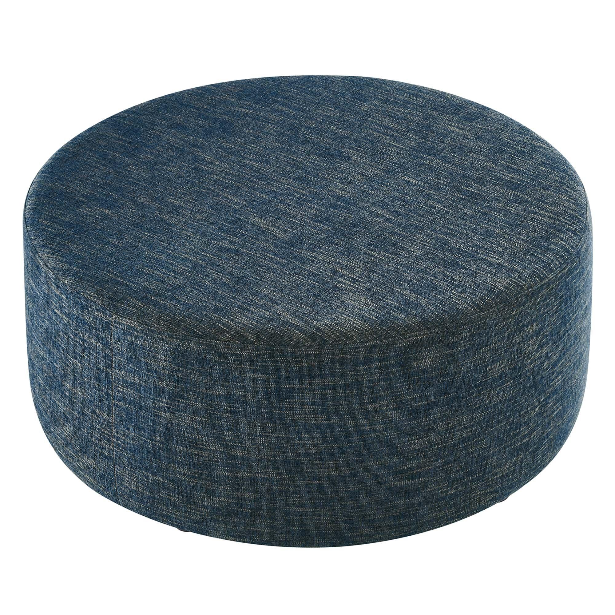 Callum Large 38" Round Woven Heathered Fabric Upholstered Ottoman