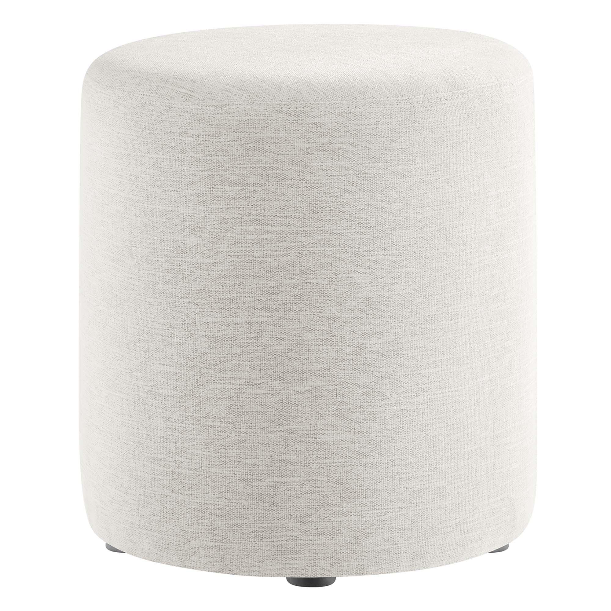 Callum 16" Round Woven Heathered Fabric Upholstered Ottoman