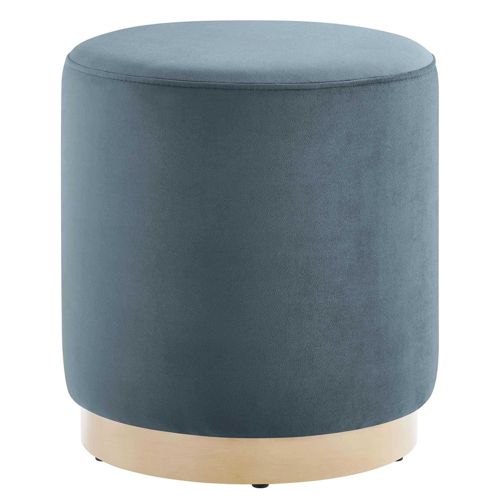 Tilden 16" Round Performance Velvet Upholstered Ottoman