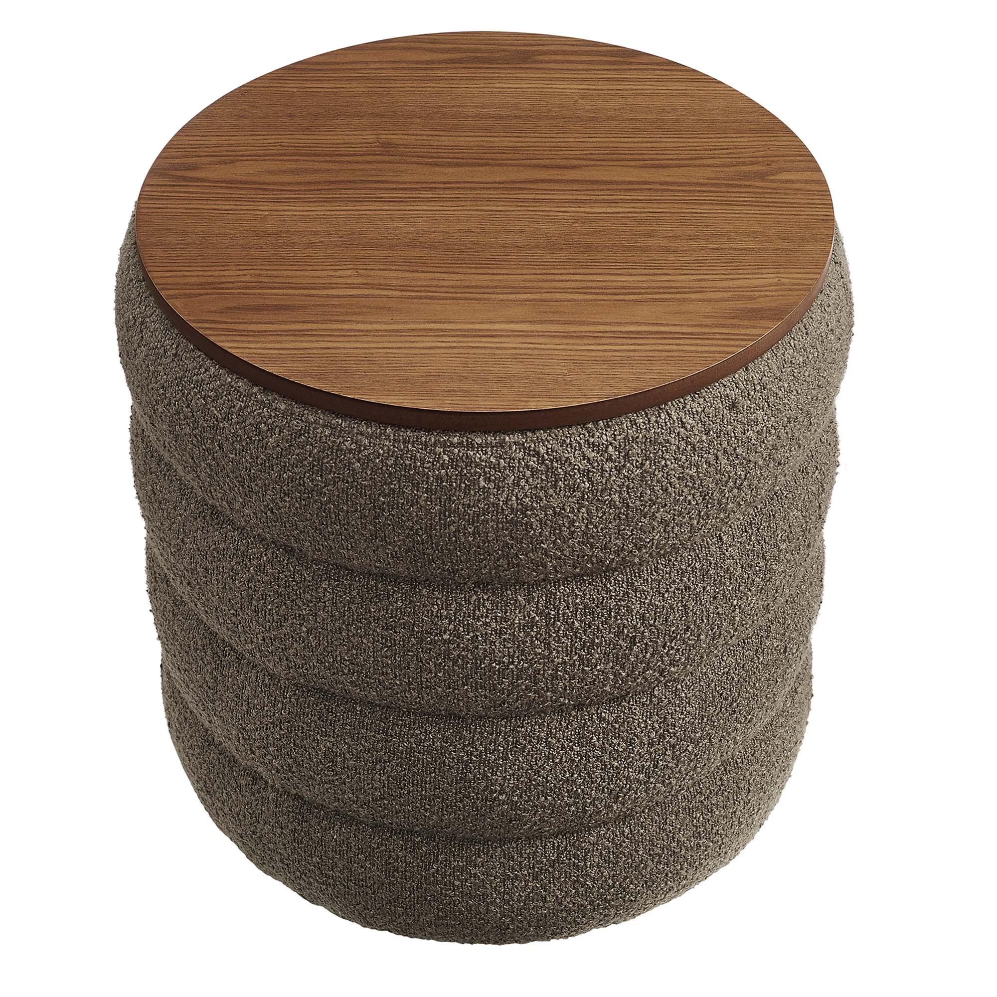 Mezzo Round Boucle Fabric Storage Ottoman