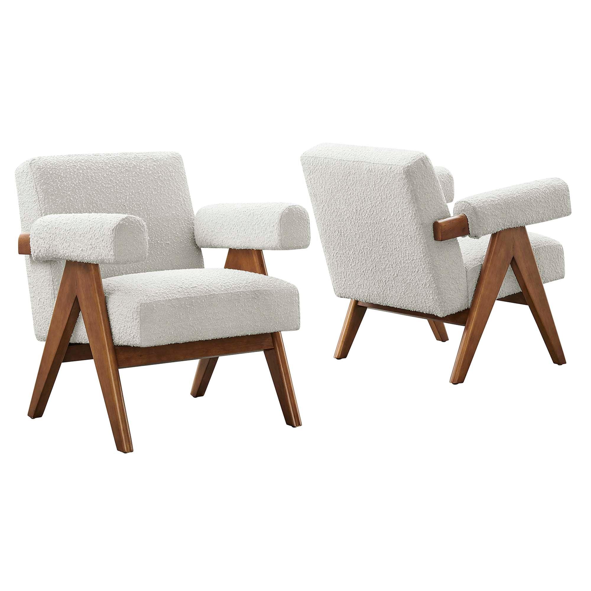 Lyra Boucle Fabric Armchair Set of 2