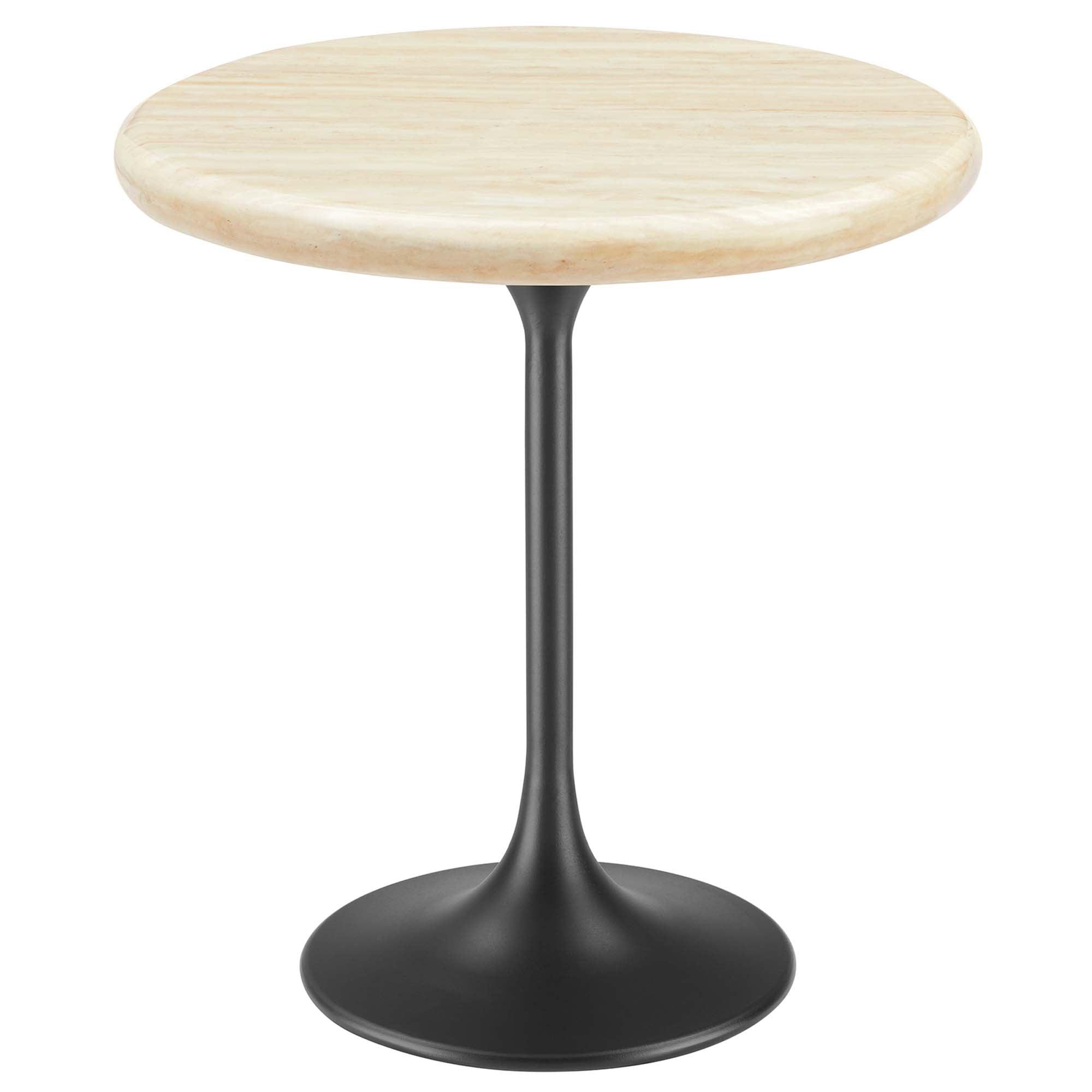 Lippa 20" Round Faux Travertine Side Table