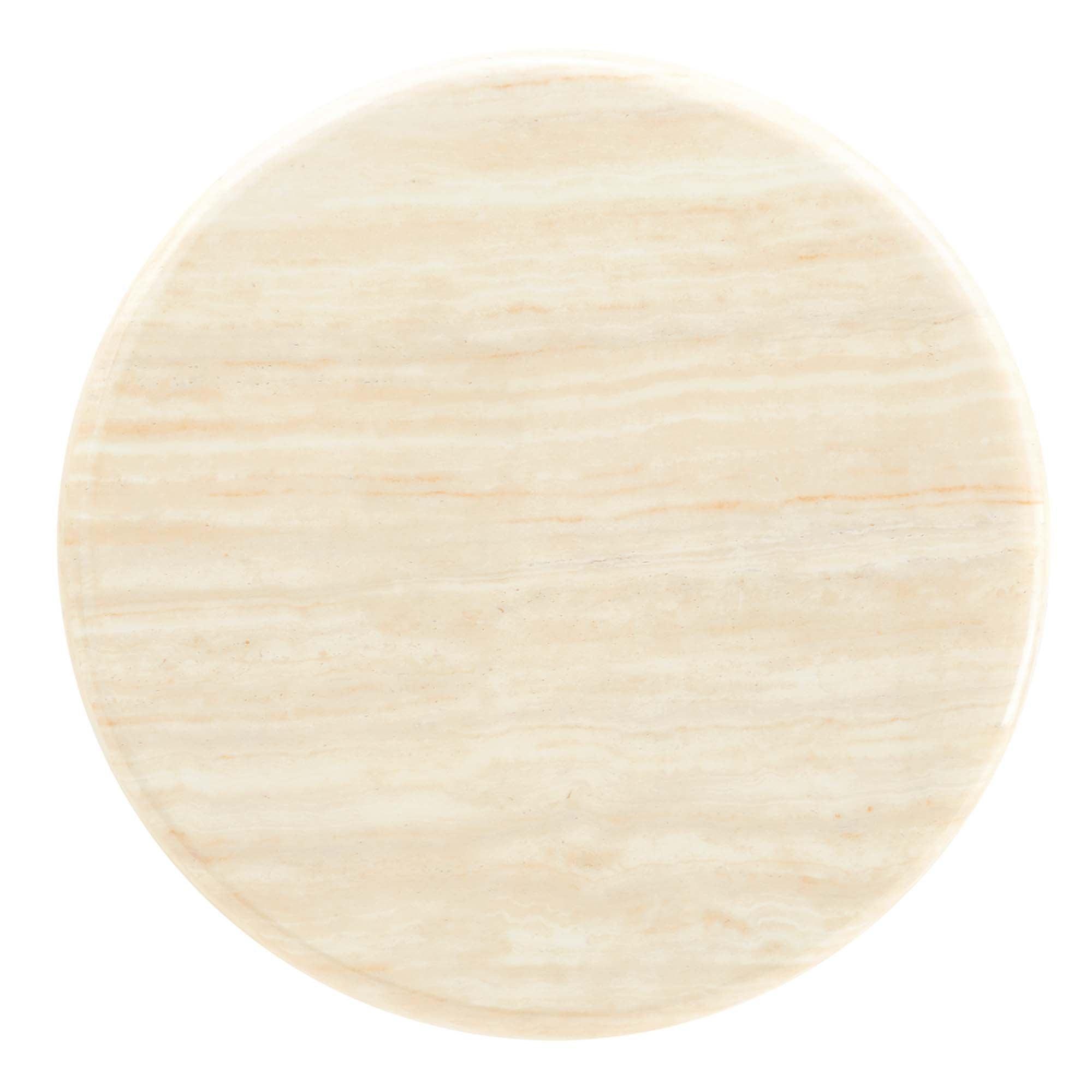 Lippa 20" Round Faux Travertine Side Table