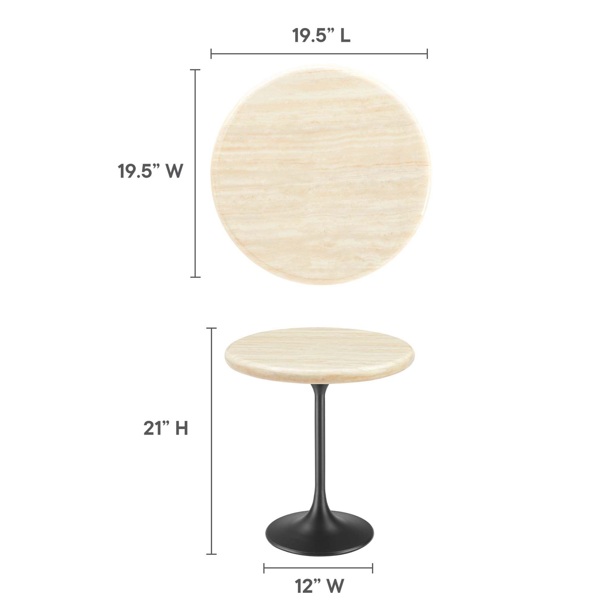 Lippa 20" Round Faux Travertine Side Table