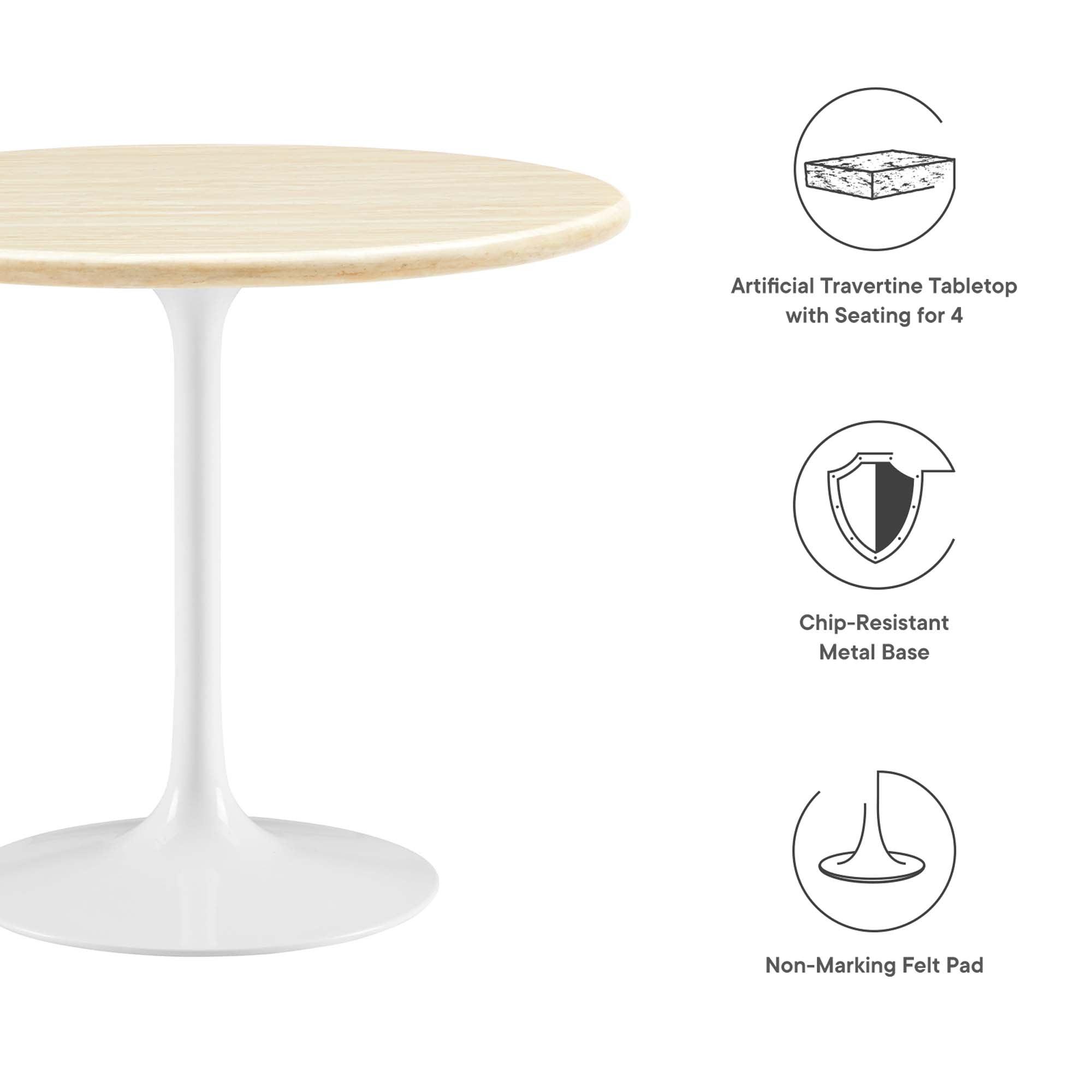 Lippa 36" Round Faux Travertine Dining Table