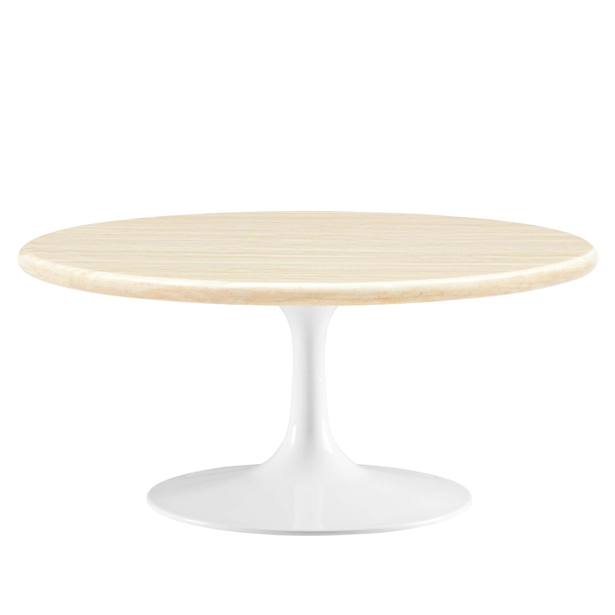 Lippa 36” Round Faux Travertine Coffee Table