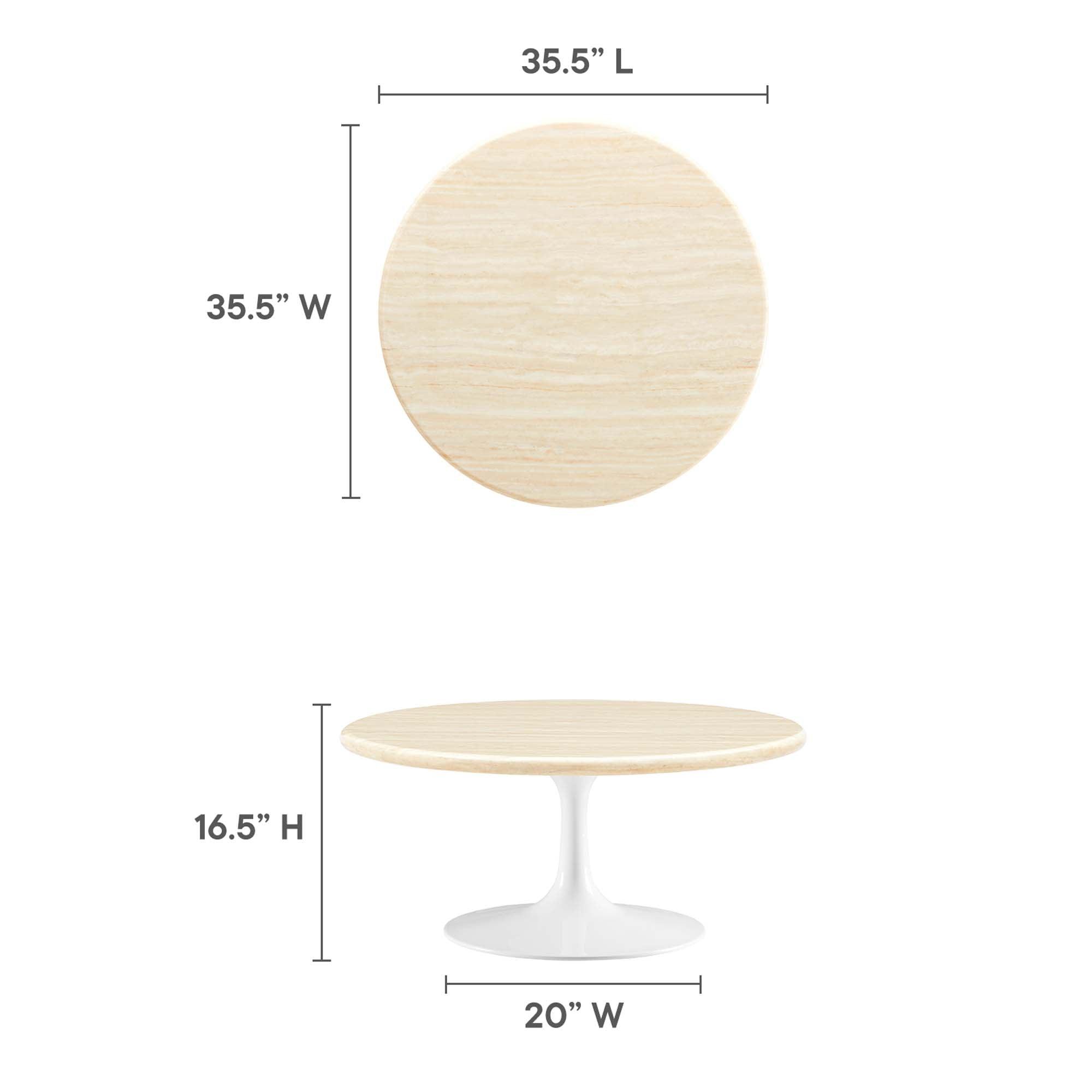 Lippa 36” Round Faux Travertine Coffee Table