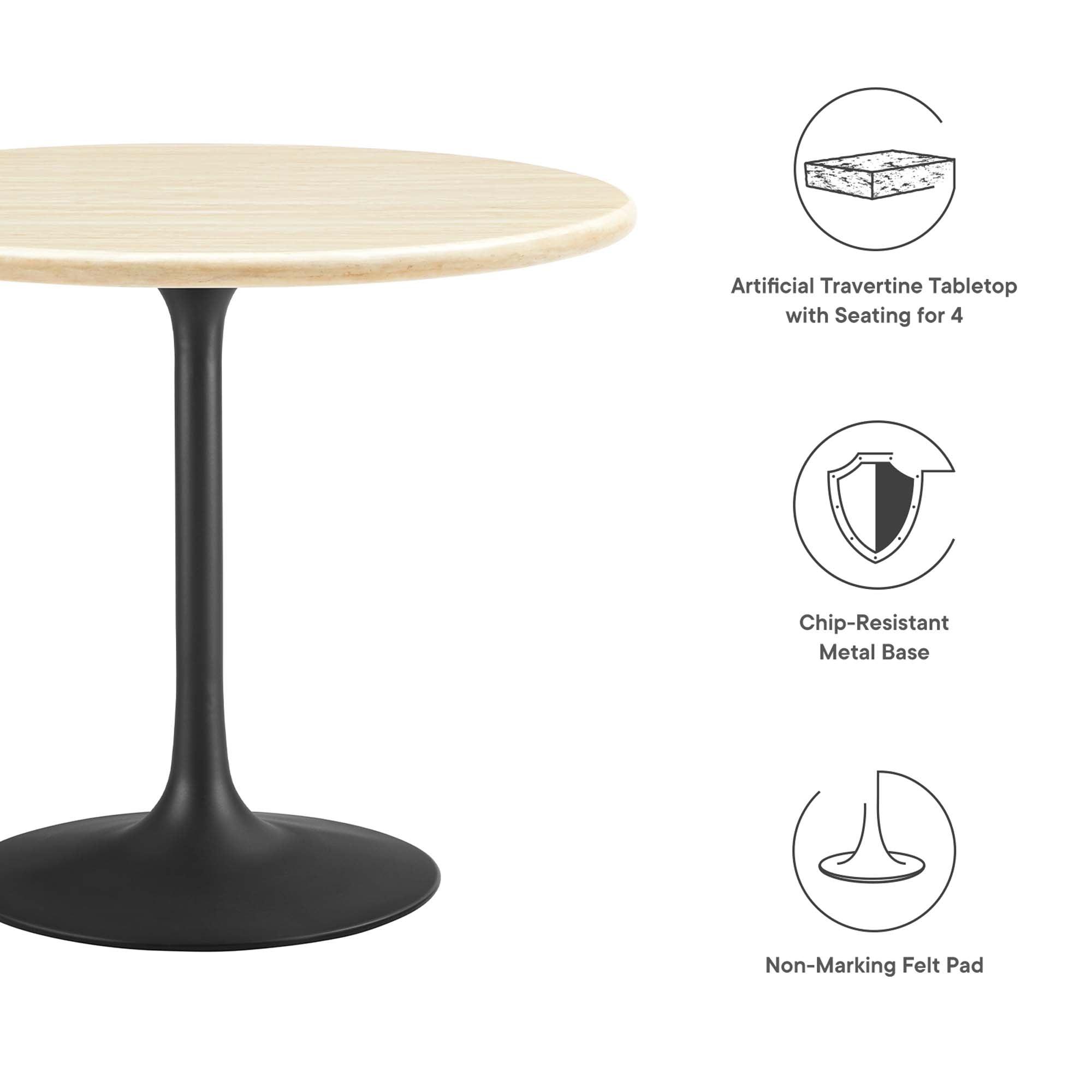 Lippa 36” Round Faux Travertine Dining Table