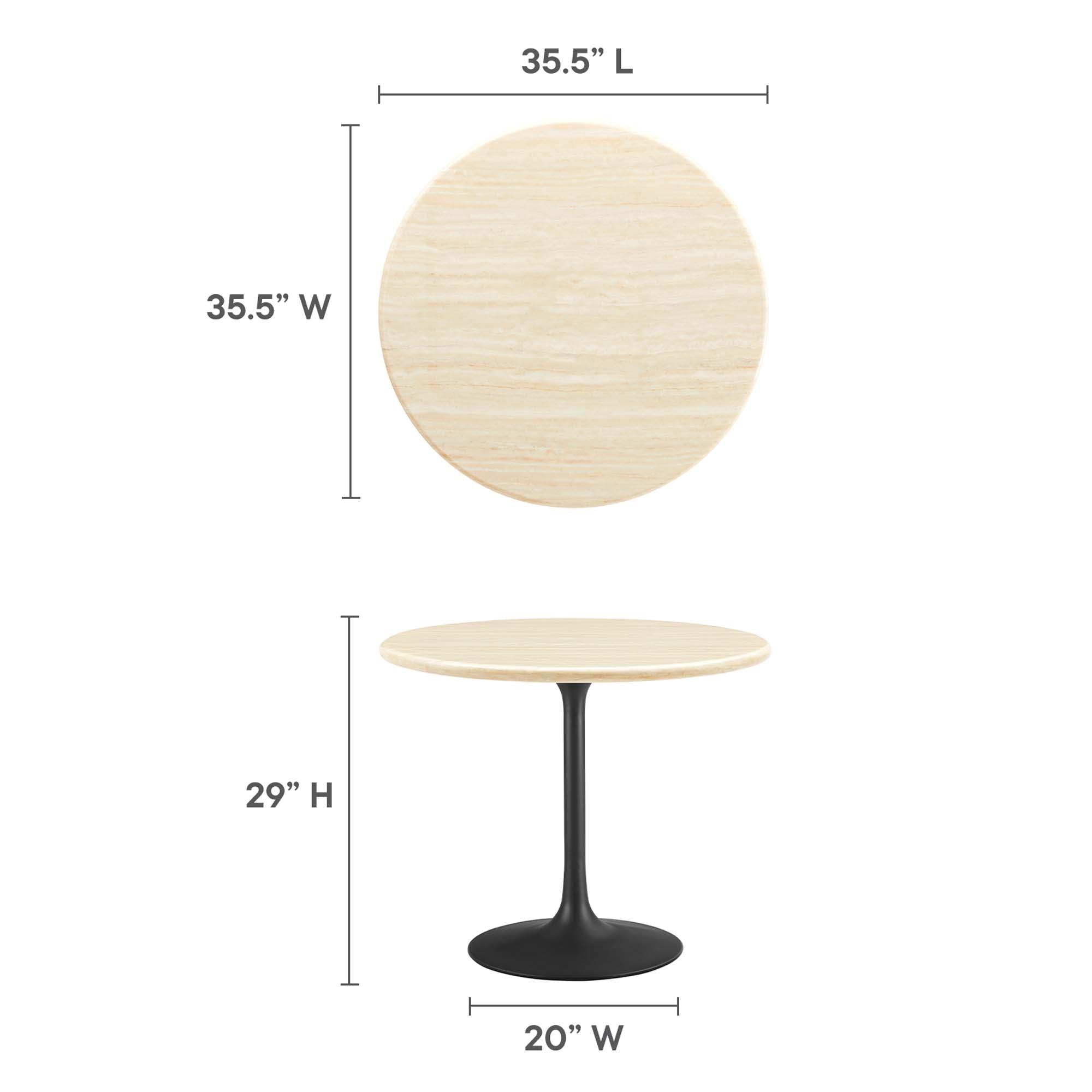 Lippa 36” Round Faux Travertine Dining Table