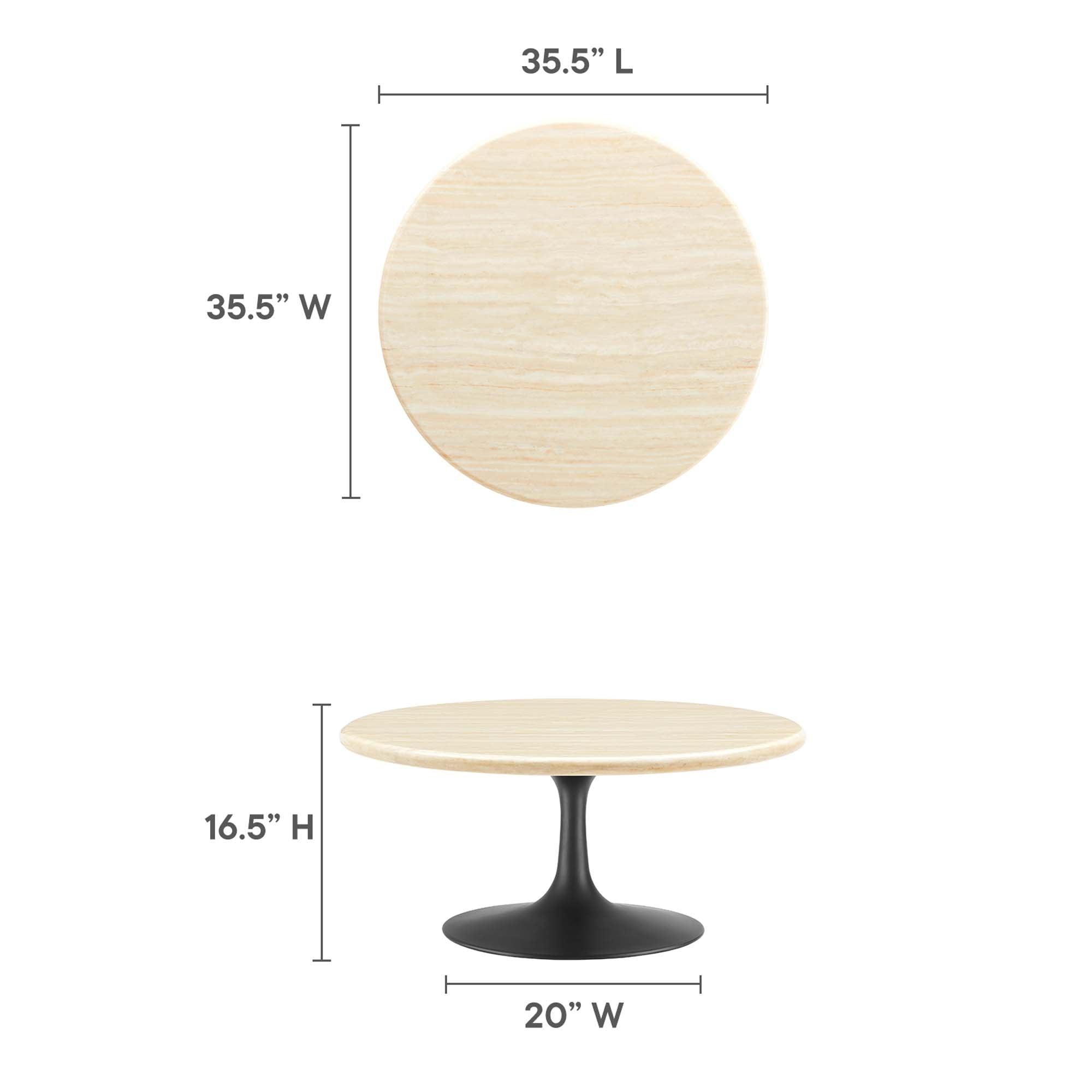 Lippa 36” Round Faux Travertine Coffee Table