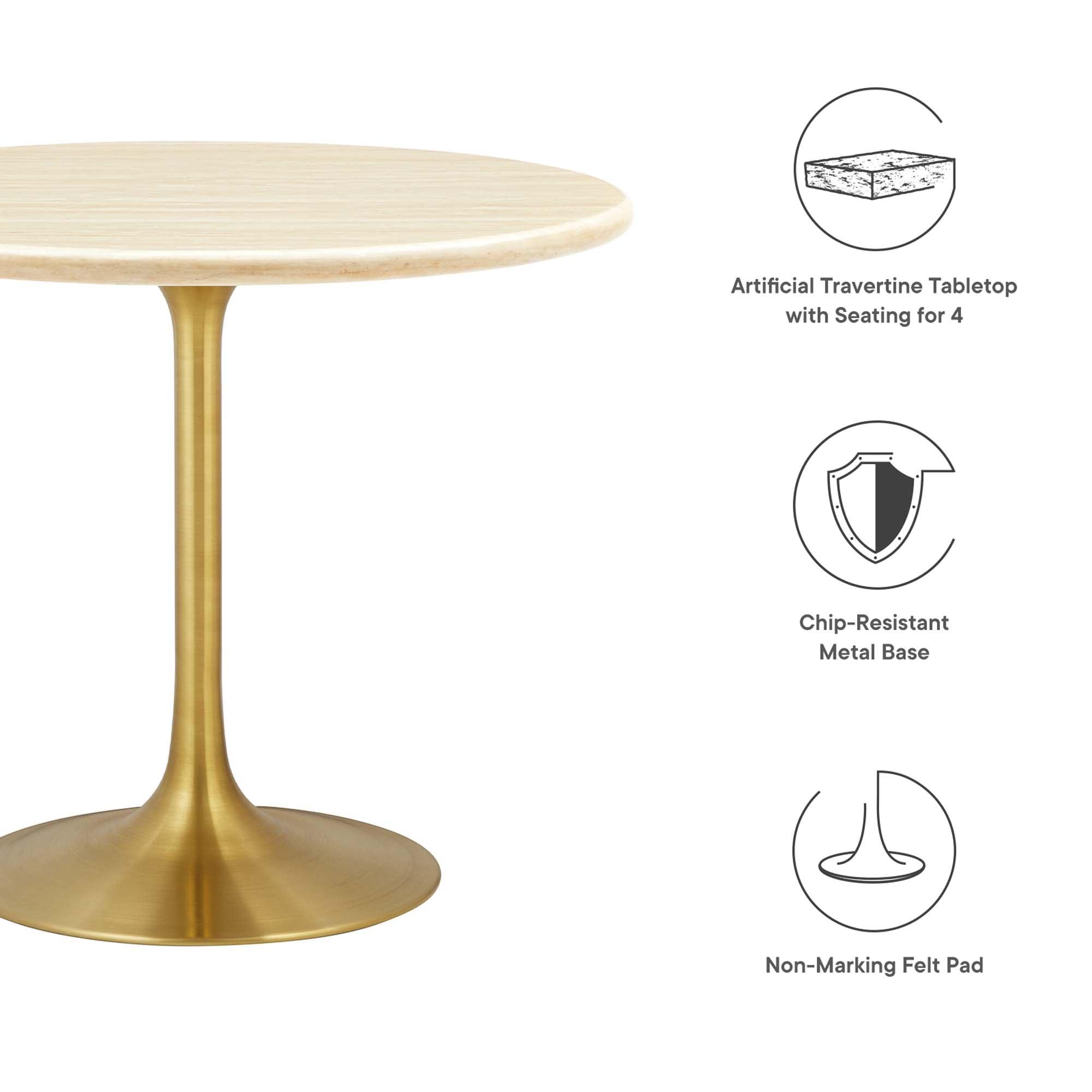 Lippa 36" Round Faux Travertine Dining Table