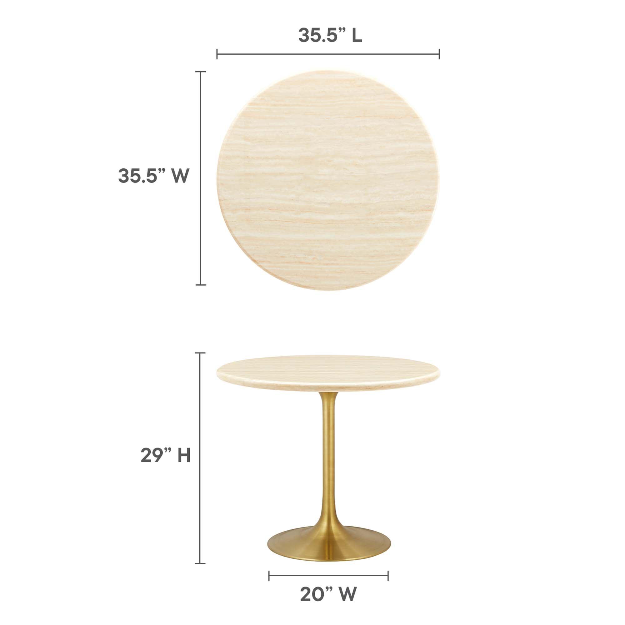 Lippa 36" Round Faux Travertine Dining Table