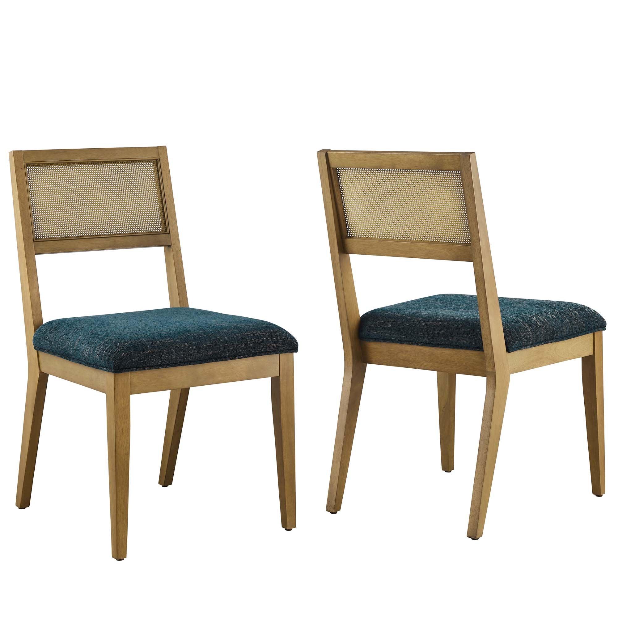 Nimba Faux Rattan Fabric Dining Chairs Set of 2