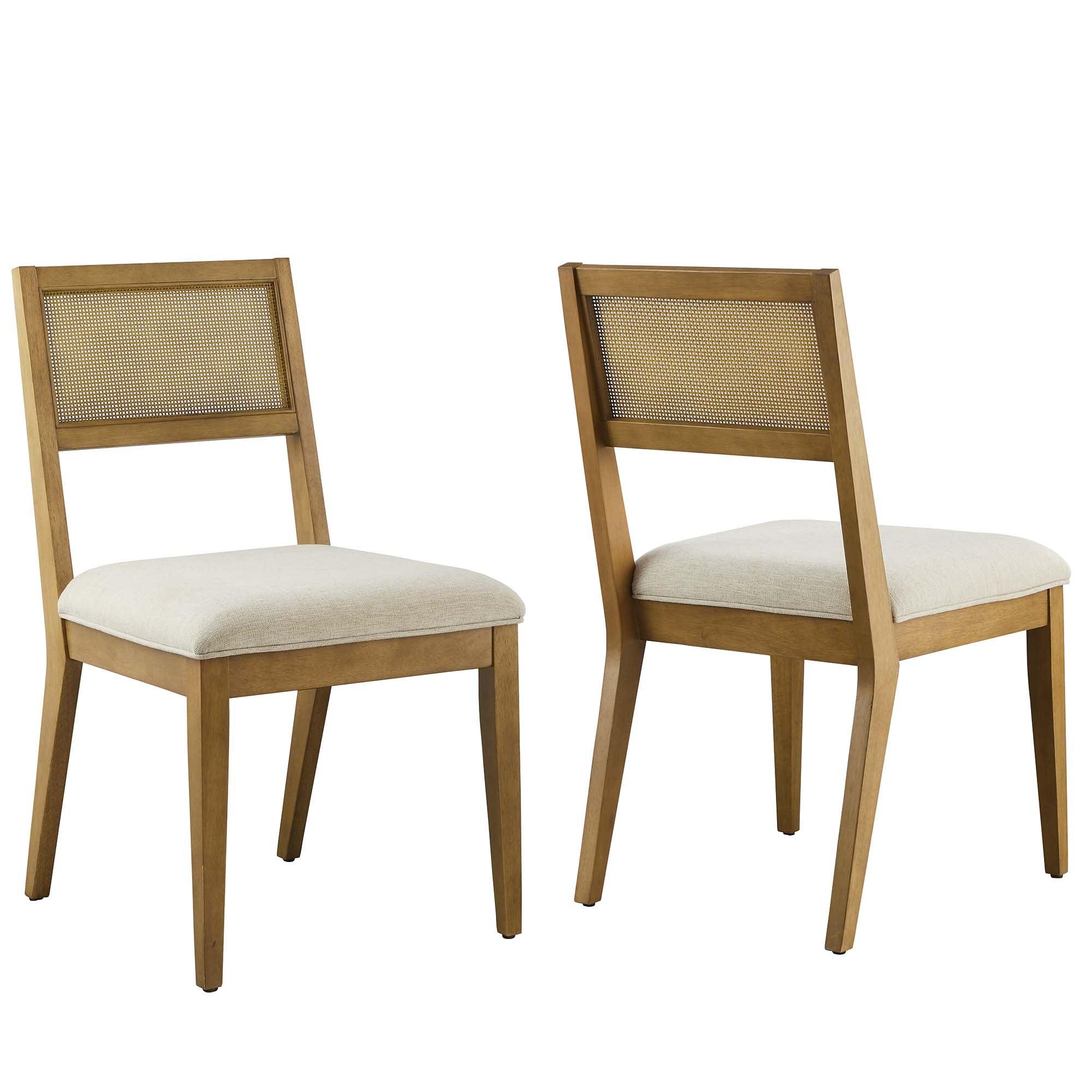 Nimba Faux Rattan Fabric Dining Chairs Set of 2