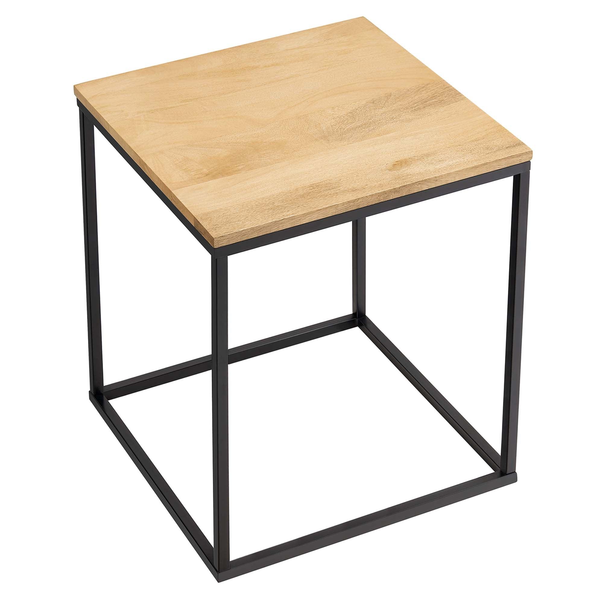 Zora Square Wood and Metal Side Table