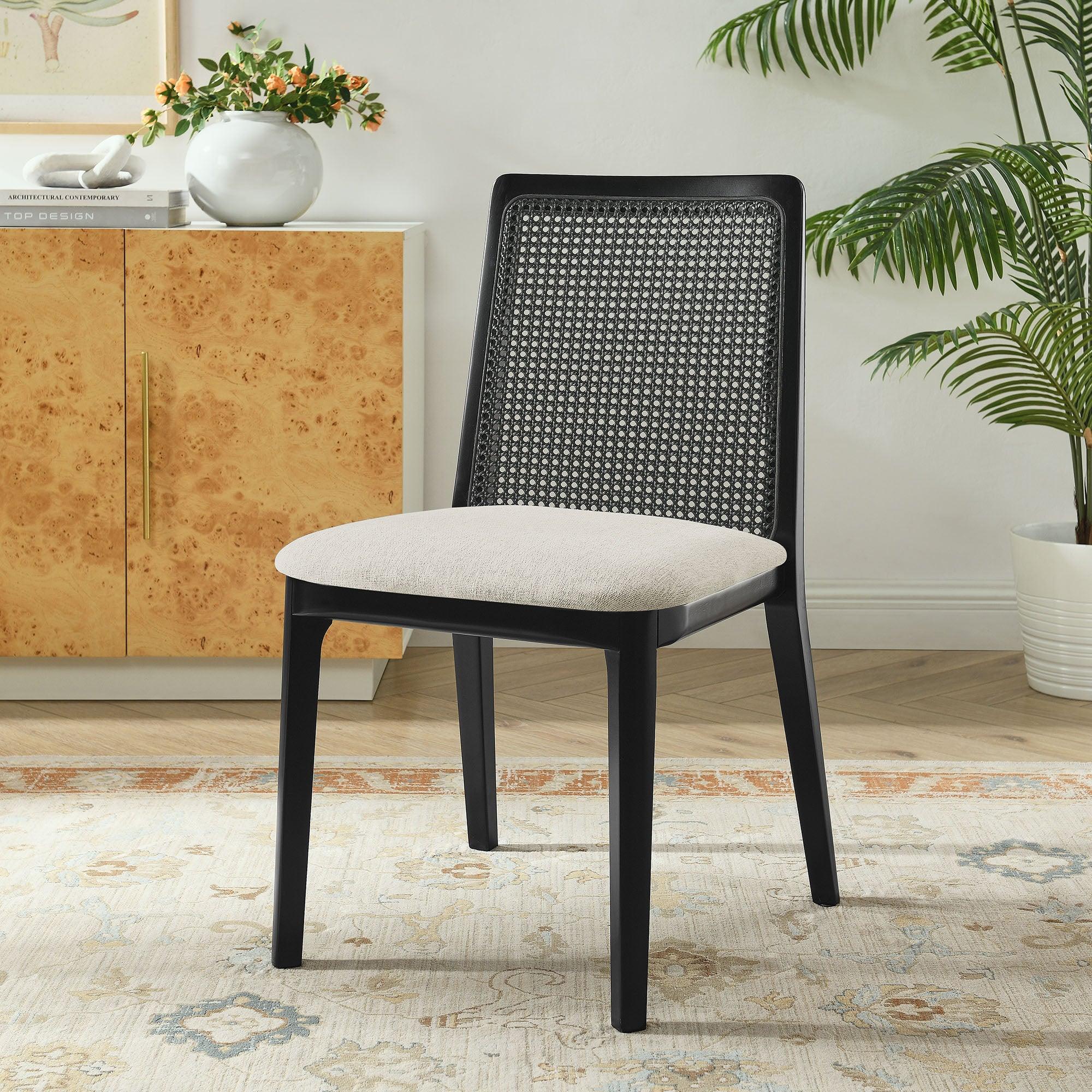 Monarch Wood and Rattan Dining Side Chair