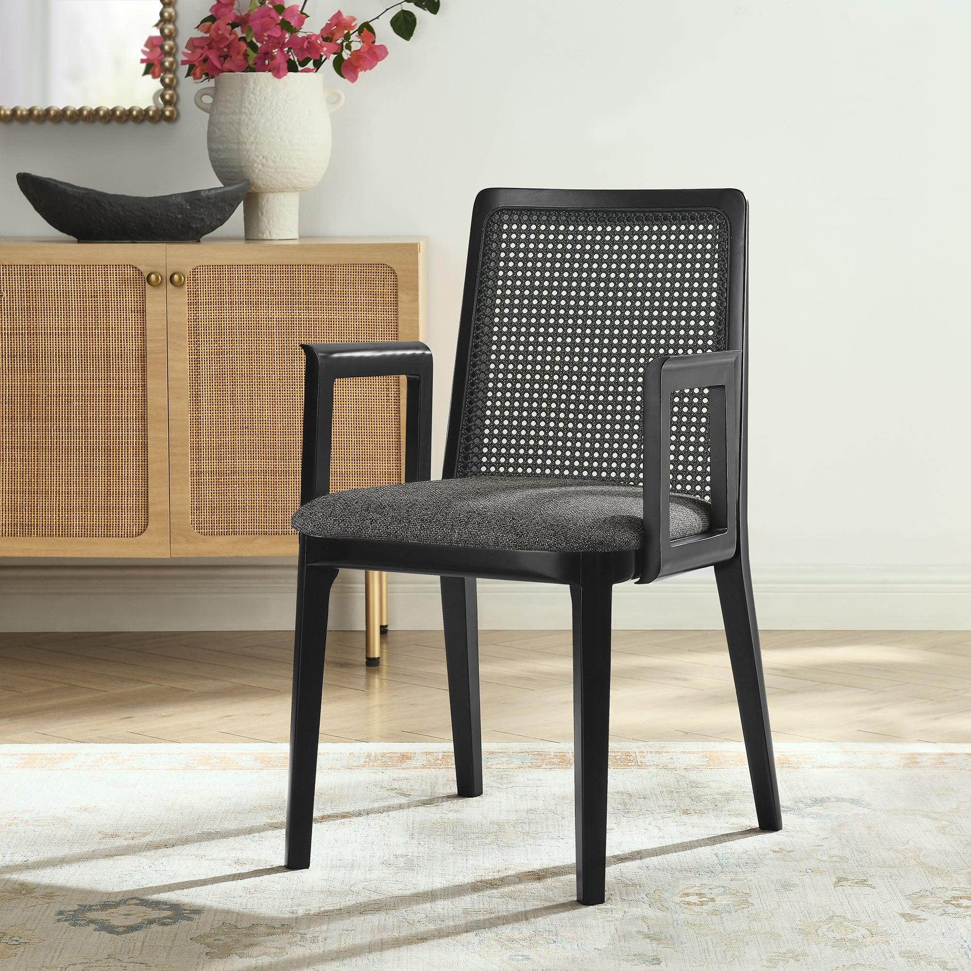 Monarch Wood and Rattan Dining Armchair