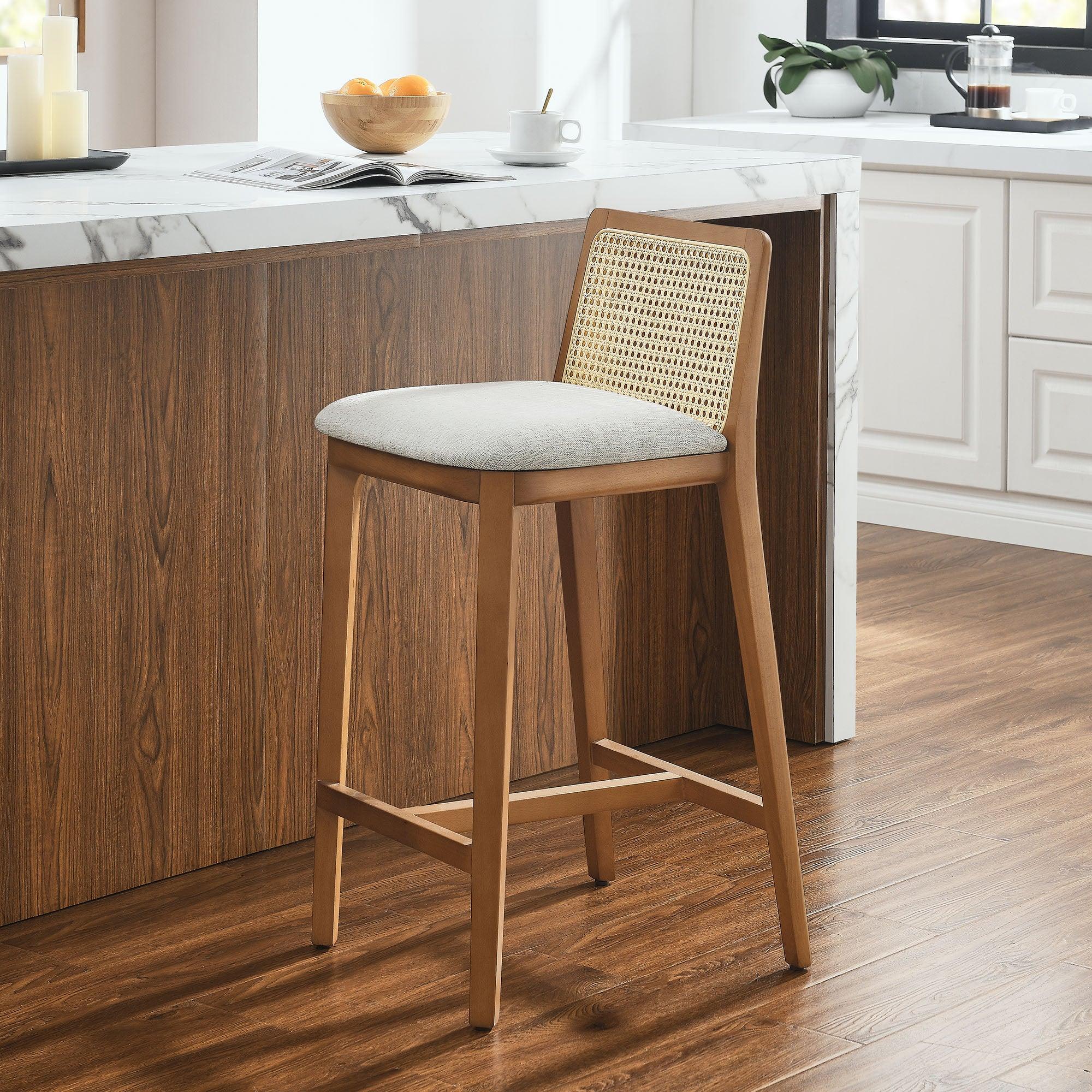 Monarch Wood and Rattan Counter Stool