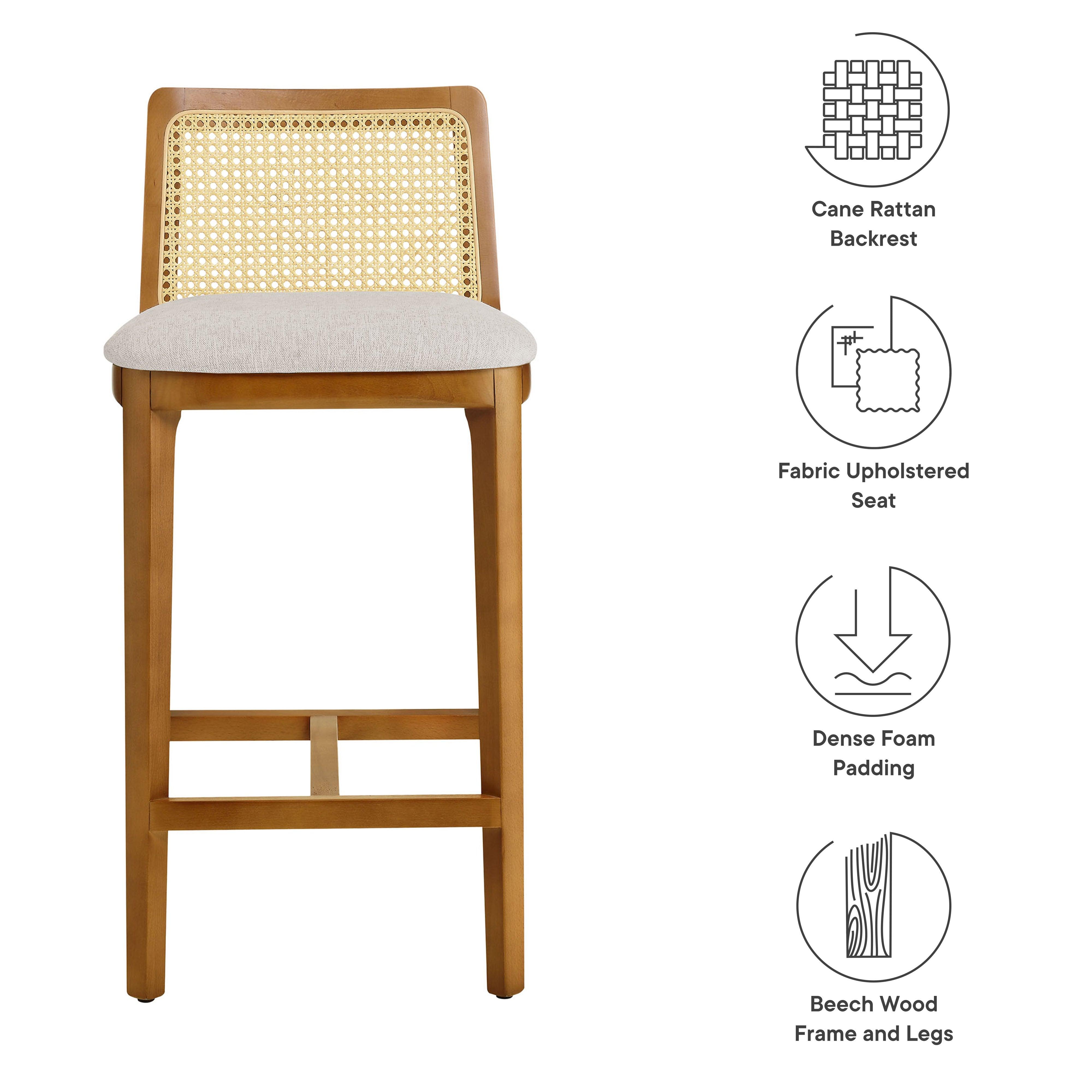 Monarch Wood and Rattan Counter Stool