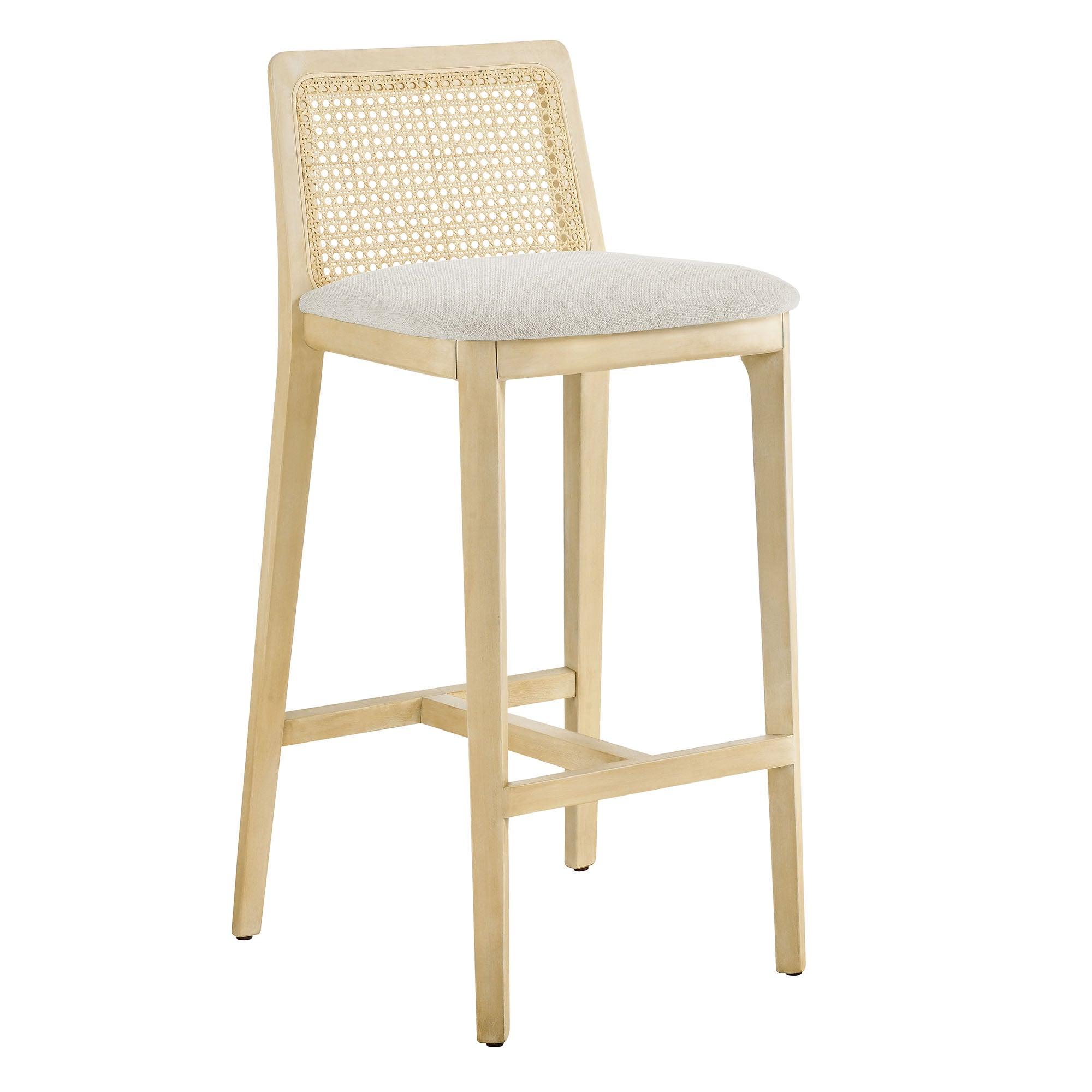 Monarch Wood and Rattan Bar Stool