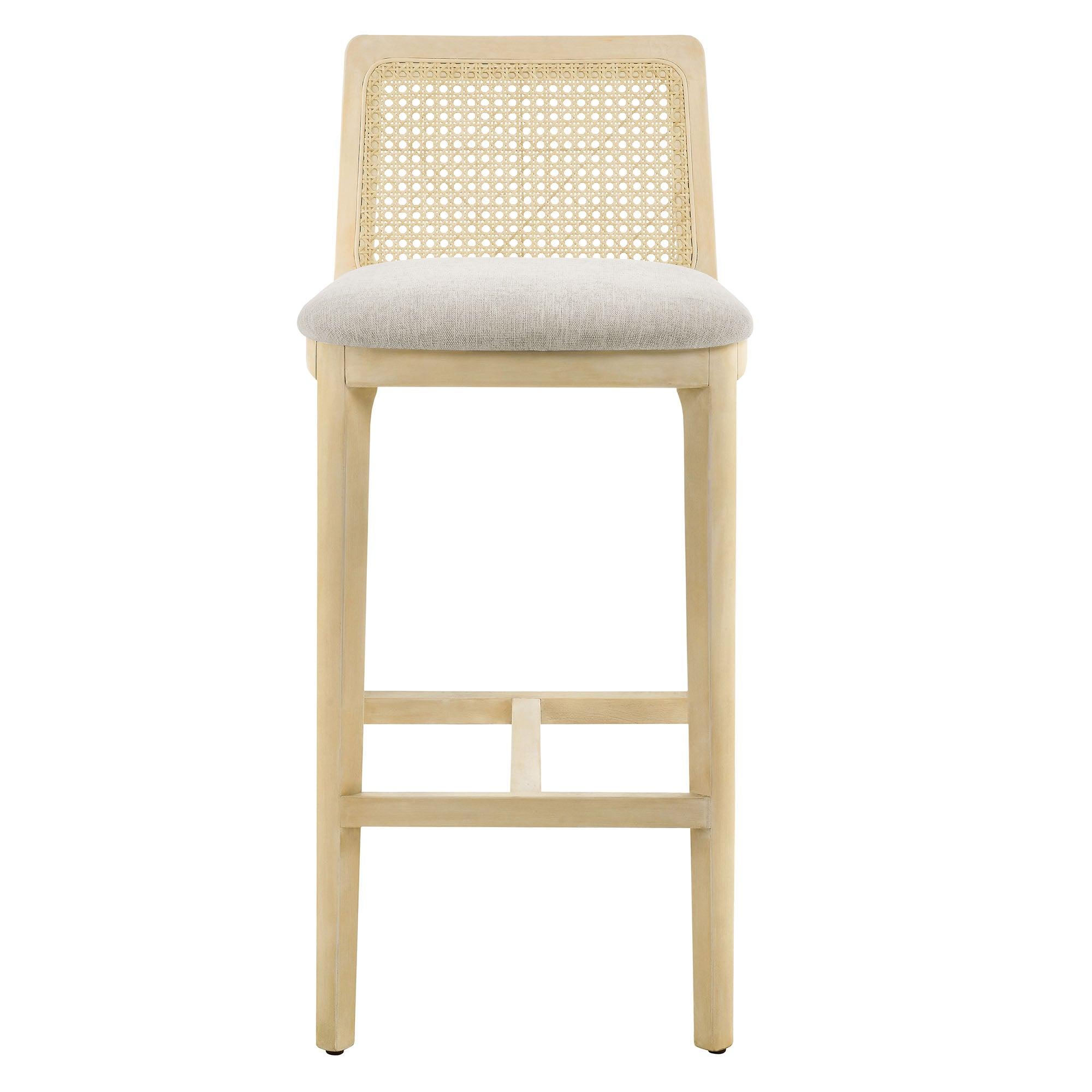 Monarch Wood and Rattan Bar Stool