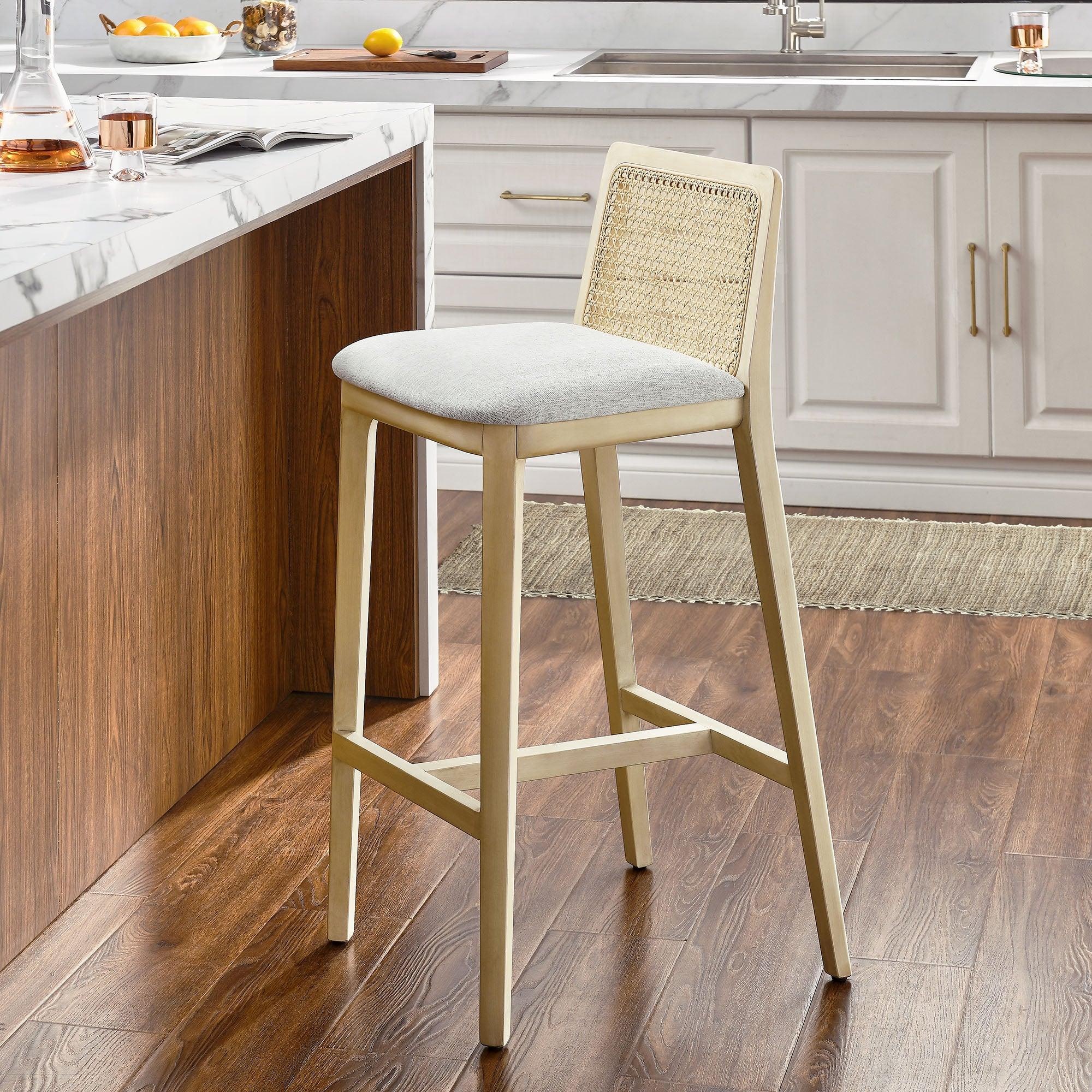 Monarch Wood and Rattan Bar Stool